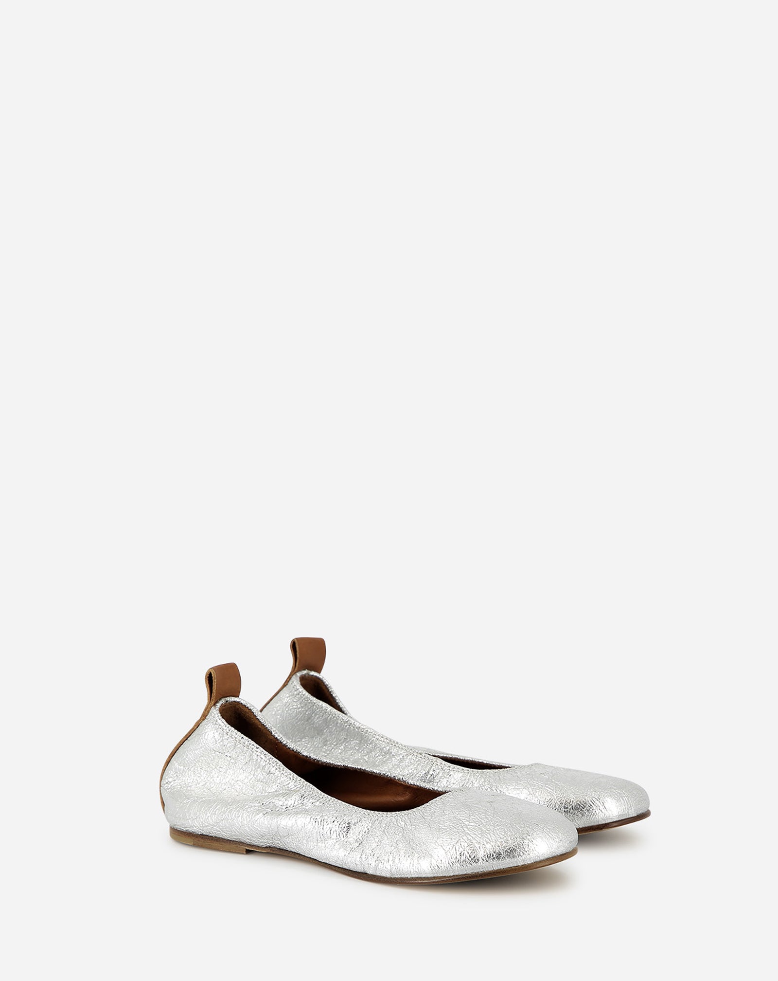 SILVER KIDS LEATHER BALLET PUMPS