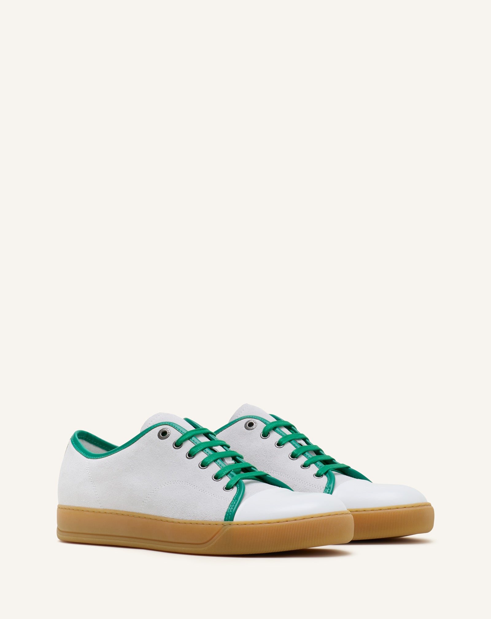 WHITE DBB1 LEATHER AND SUEDE SNEAKERS