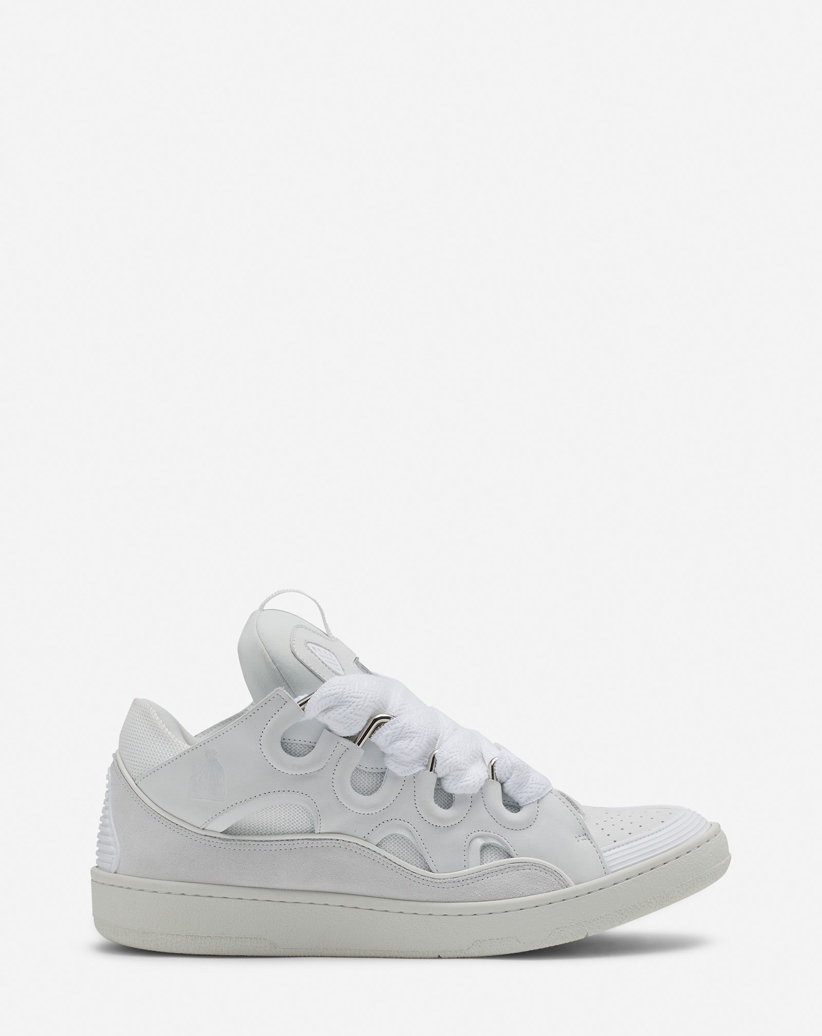 White Leather Curb Sneakers | Lanvin
