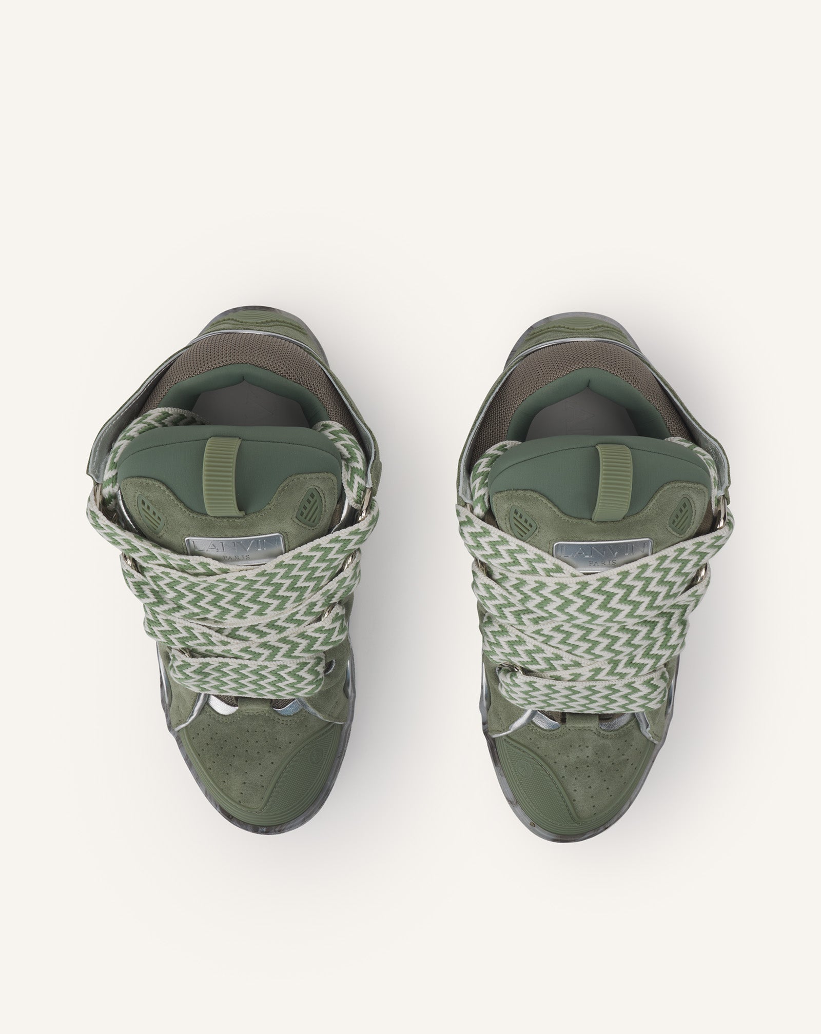 LEATHER CURB SNEAKERS WITH MARBLED SOLE