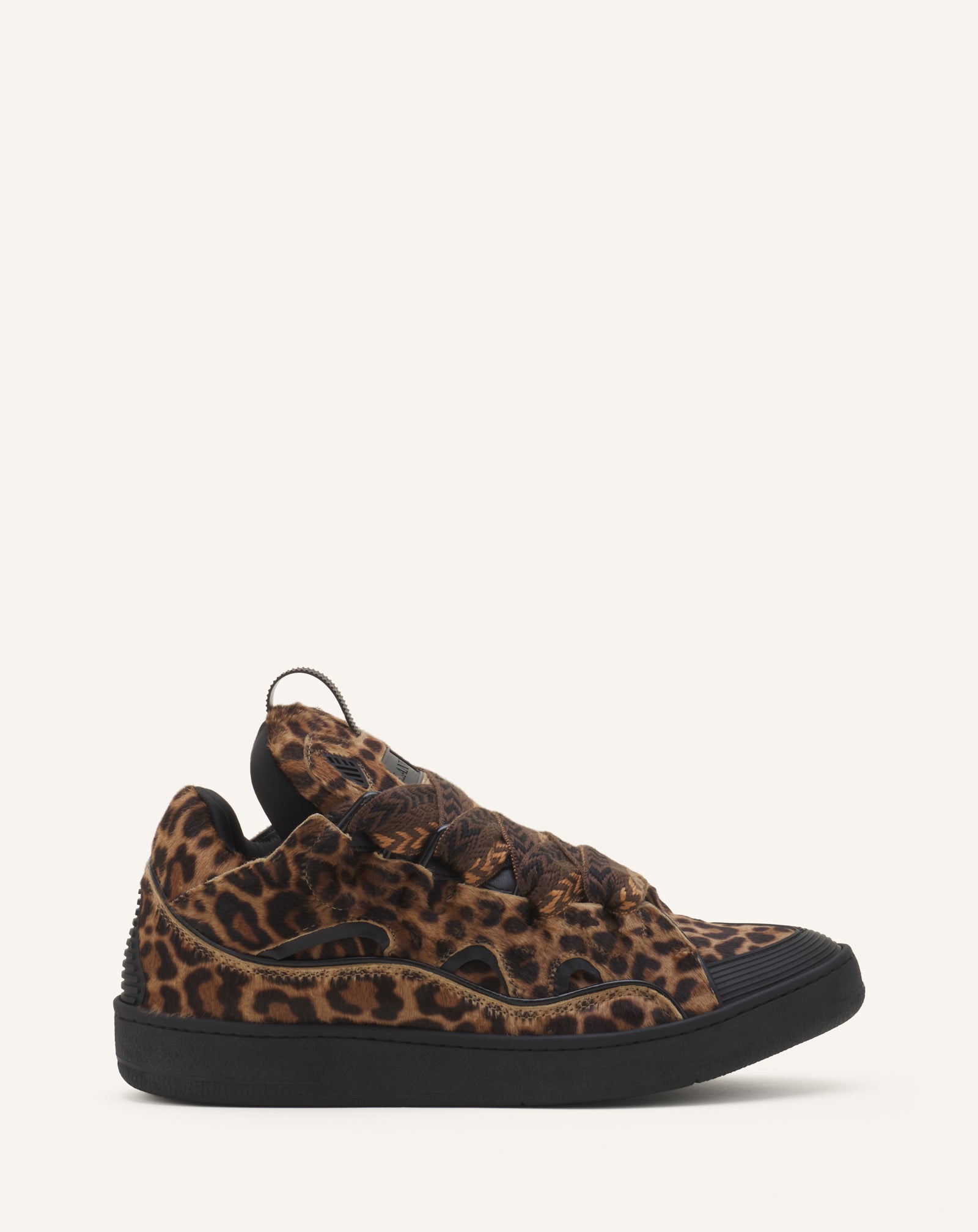 CURB SNEAKERS IN PONY LEATHER WITH A LEOPARD PRINT