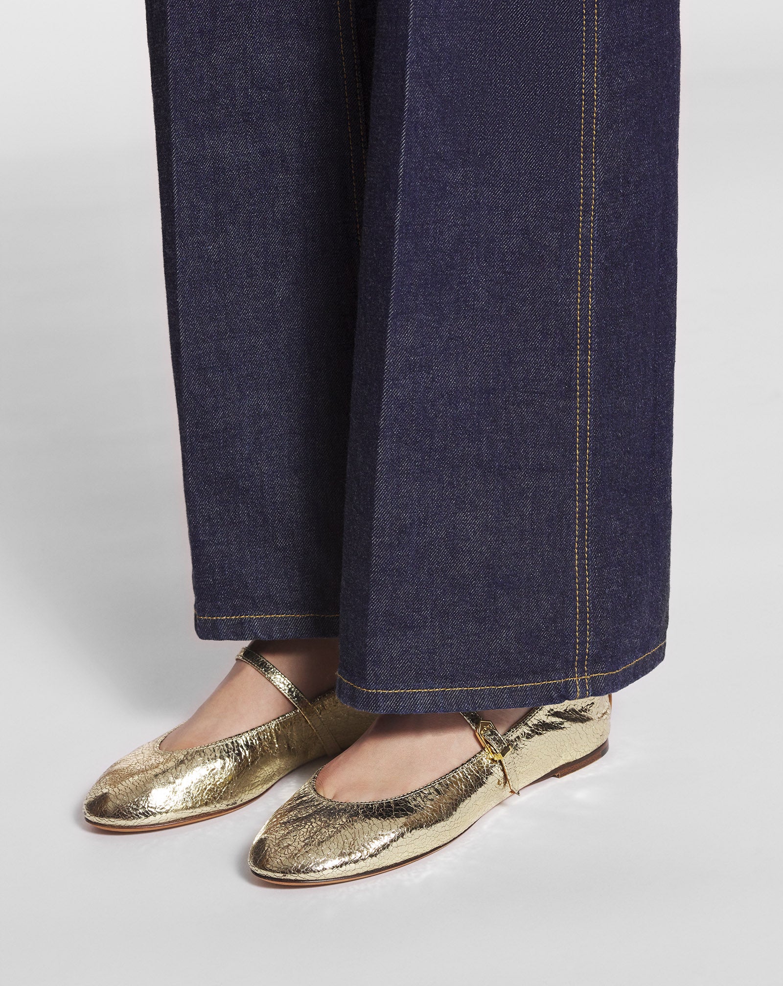 MARY JANE IN CRACKLED METALLIC LEATHER