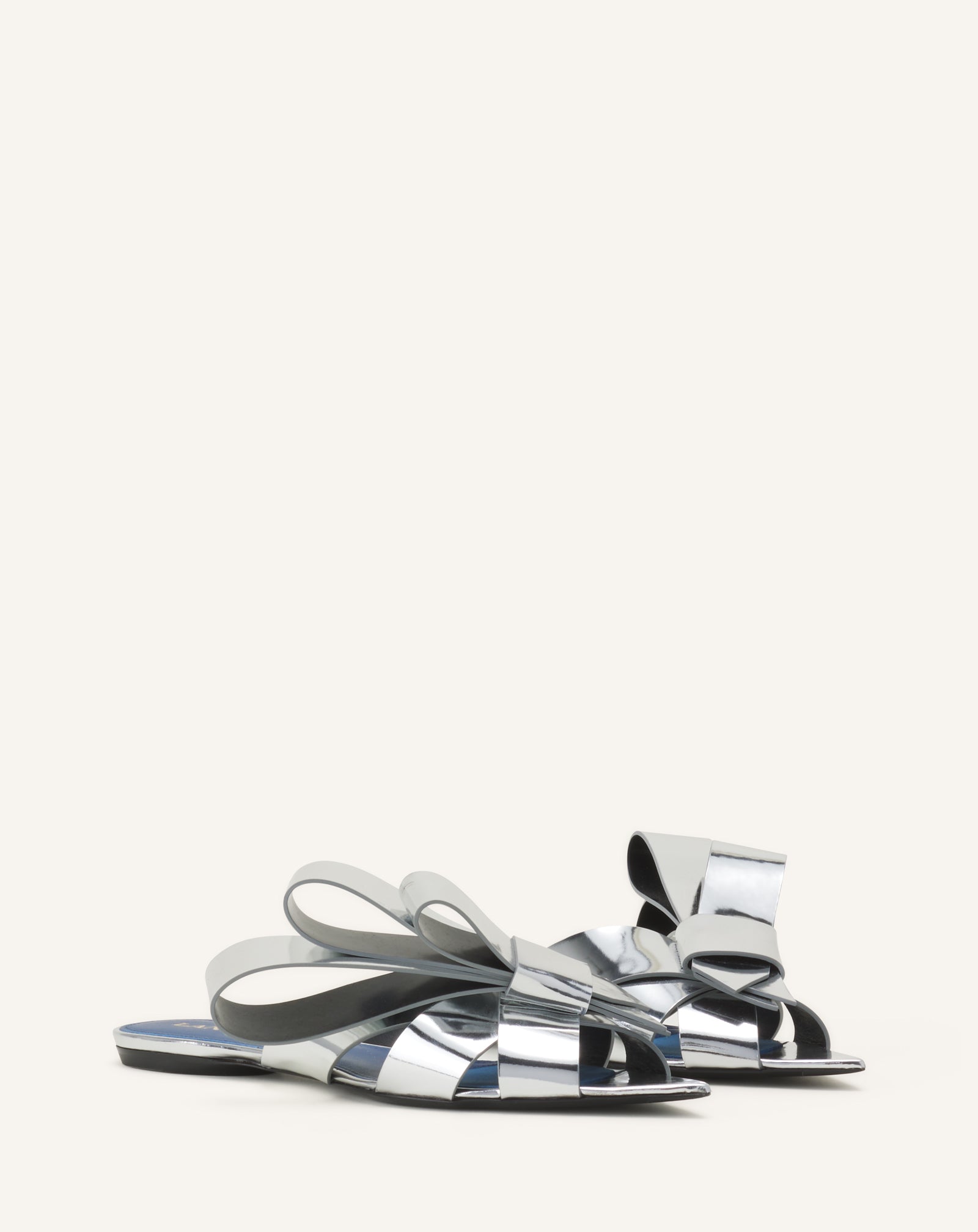 CADEAU MULE FLATS IN METALLIC LEATHER