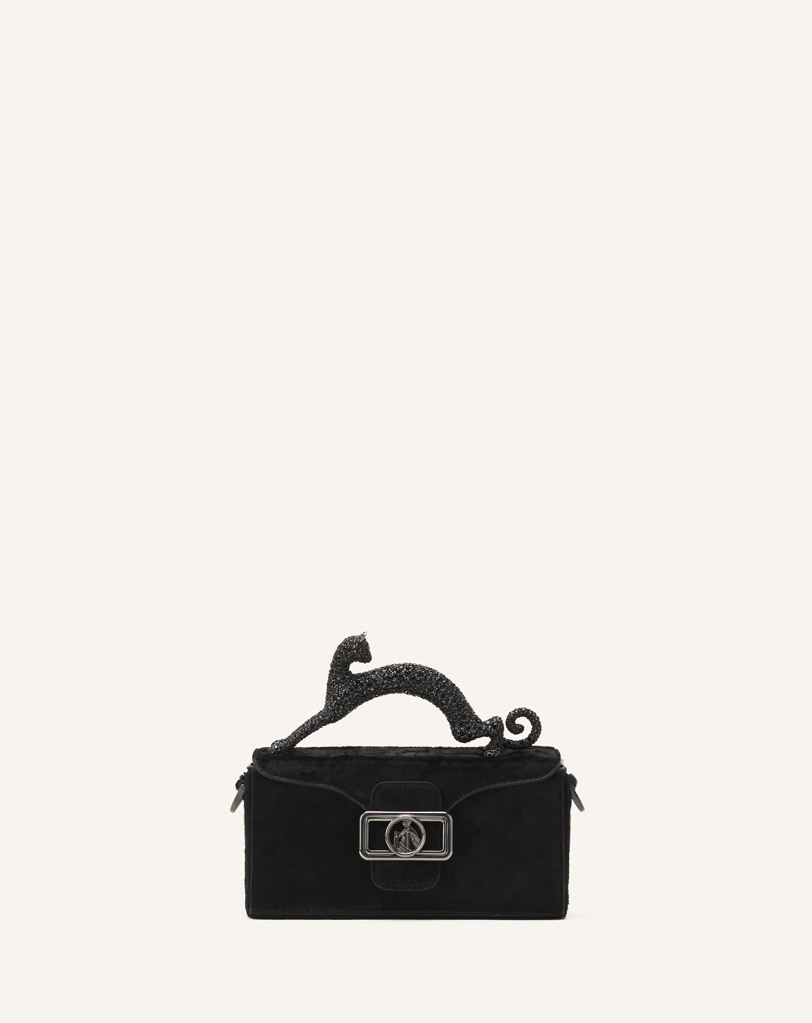 PENCIL CAT NANO BAG IN PONY EFFECT AND RHINESTONES