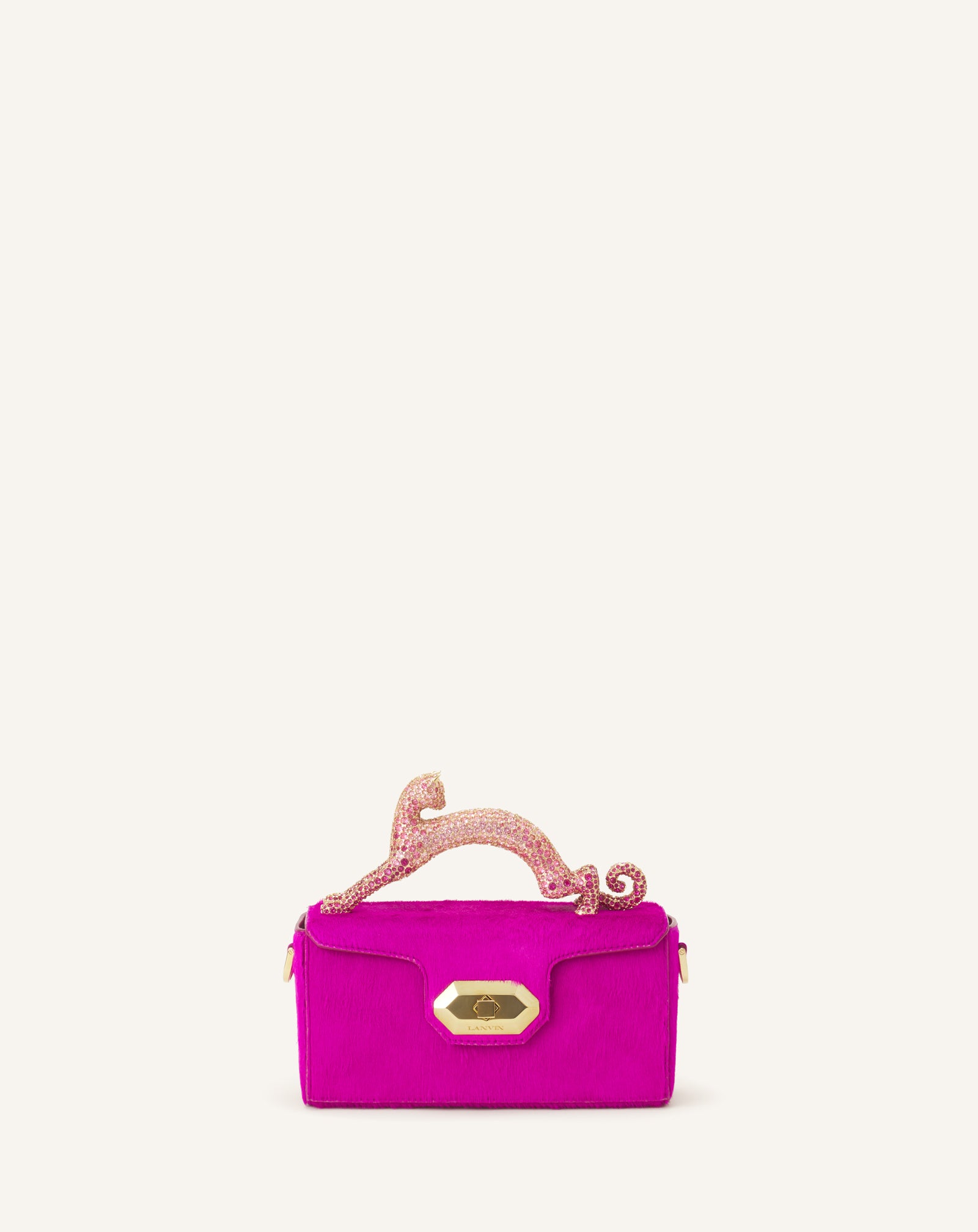 PENCIL CAT NANO BAG IN PONY AND RHINESTONES