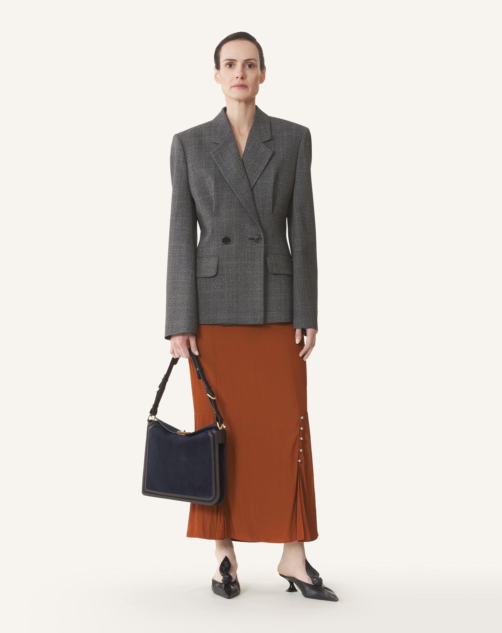 BLUE COMPAGNON ASYMMETRICAL BAG IN SUEDE