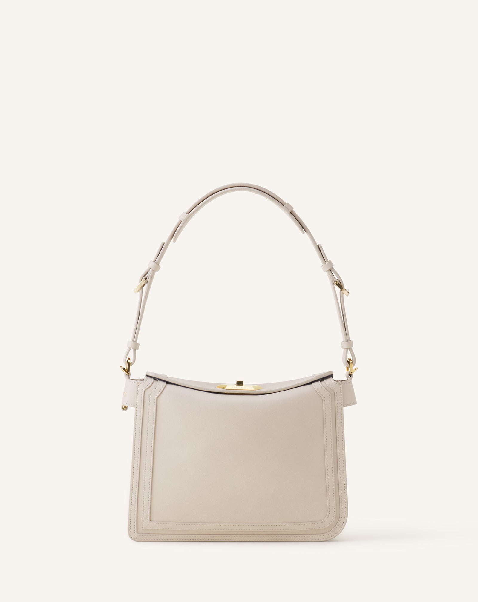 WHITE COMPAGNON SMALL ASYMMETRICAL BAG IN LEATHER