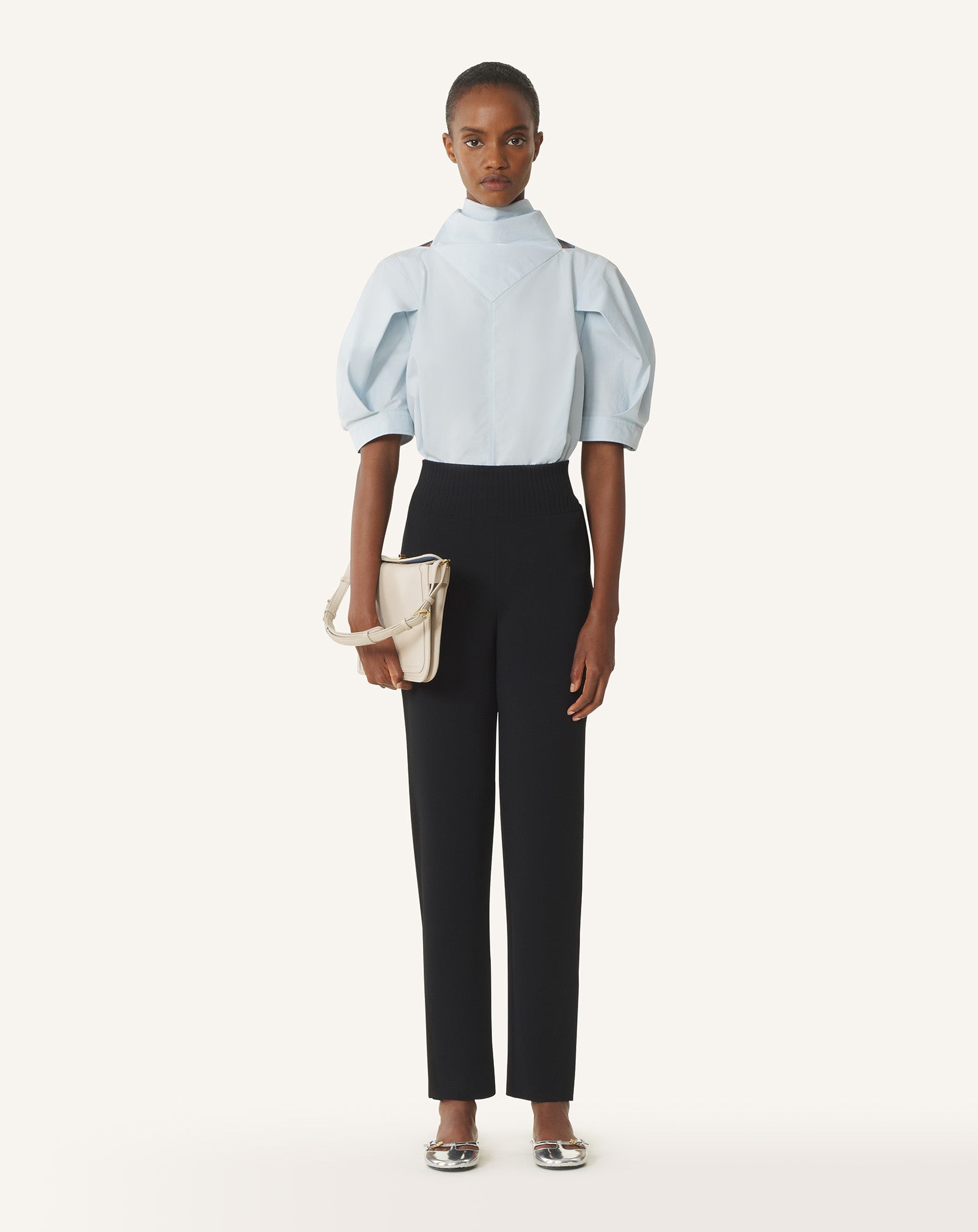 WHITE COMPAGNON SMALL ASYMMETRICAL BAG IN LEATHER