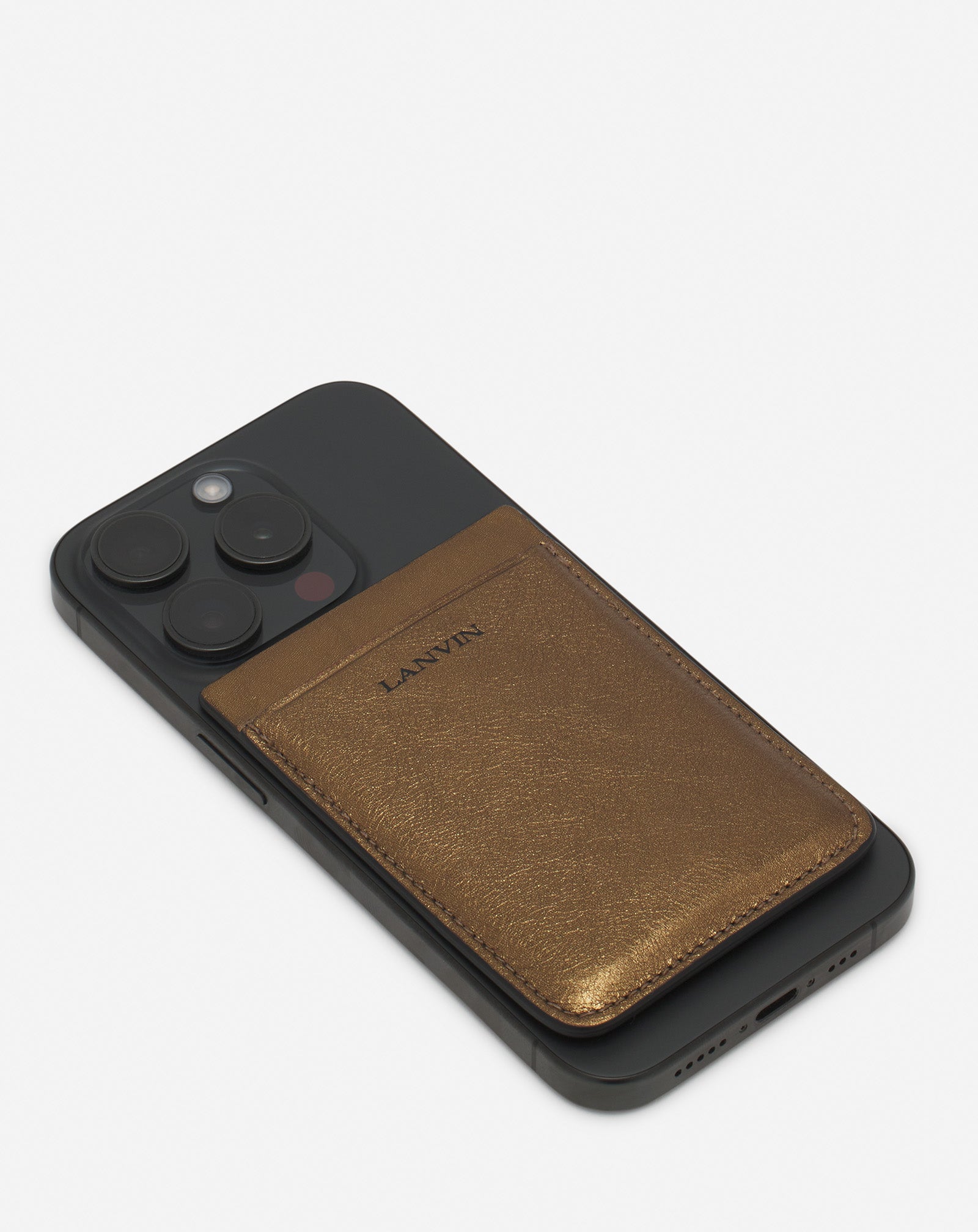 MAGNETIC CARDHOLDER IN METALLIC GRAINED LEATHER