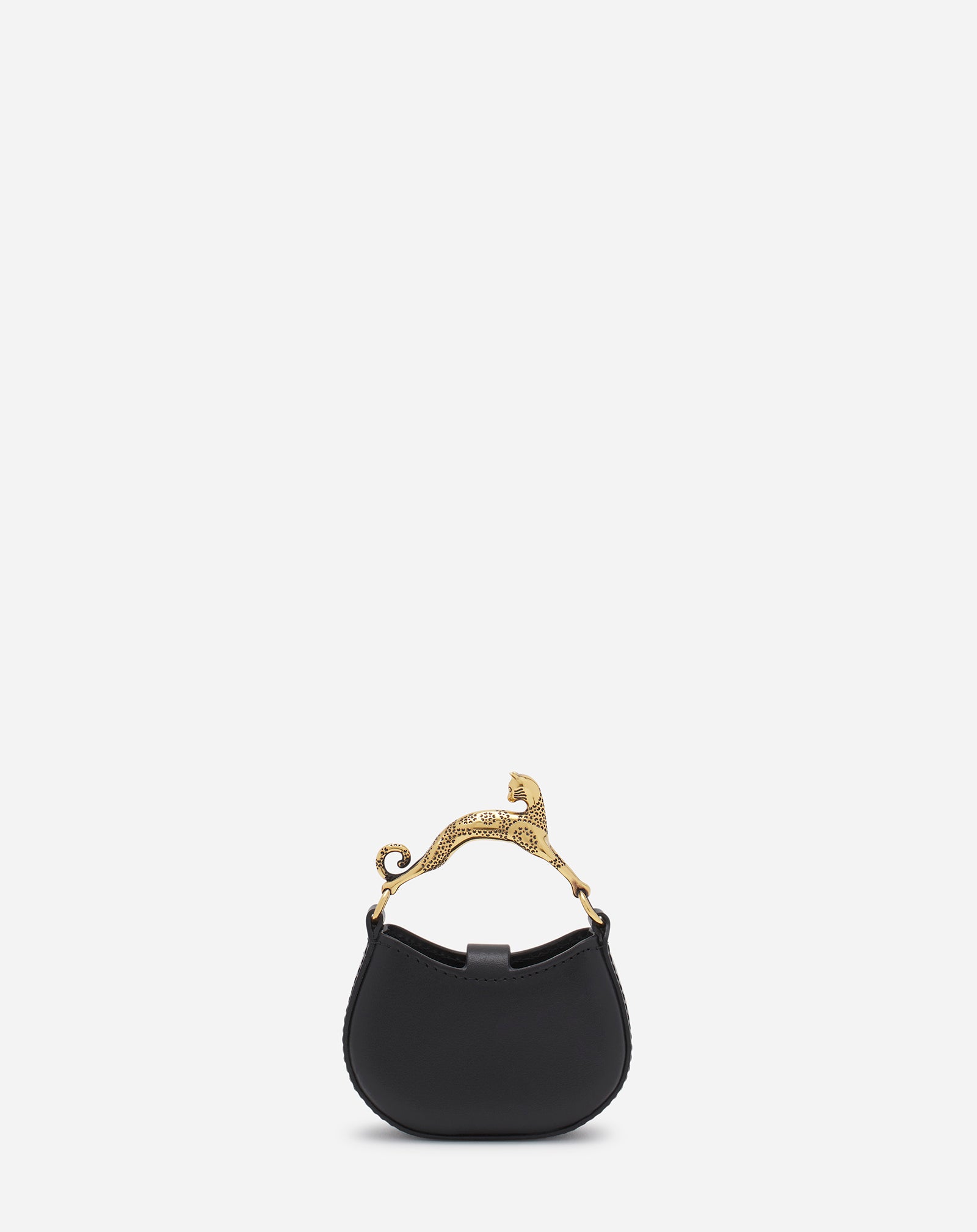 MICRO HOBO CAT CHARM BAG IN LEATHER