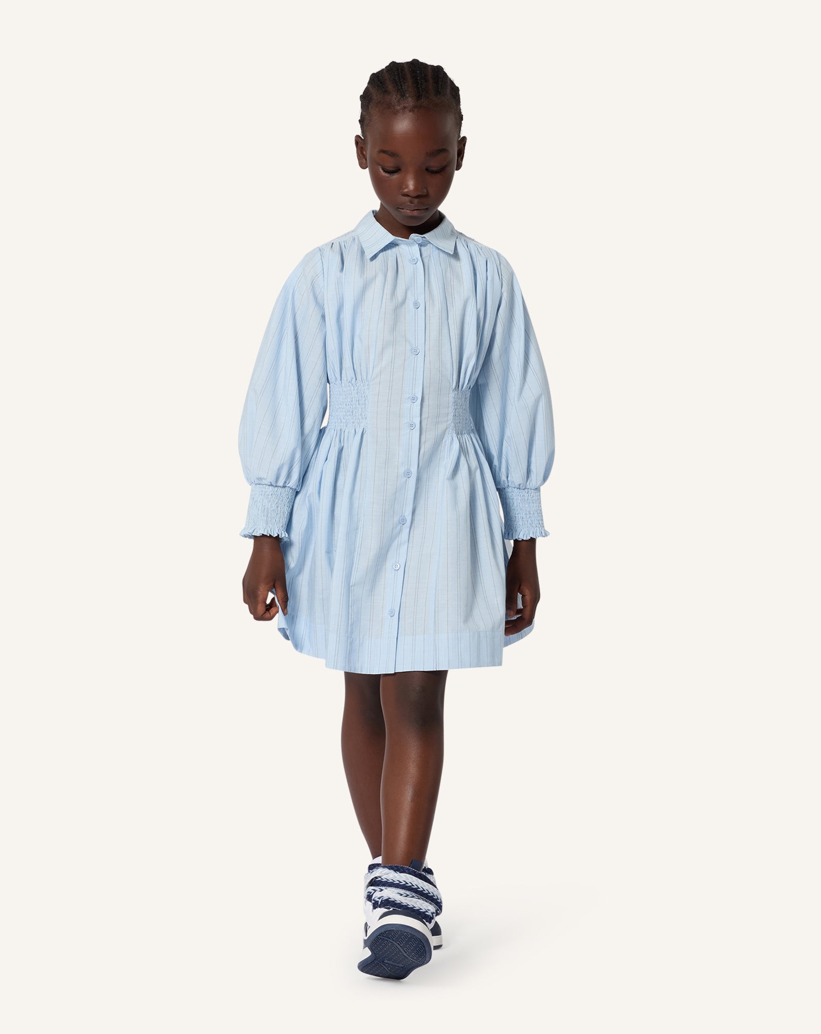 LONG SLEEVE SMOCK DRESS IN COTTON