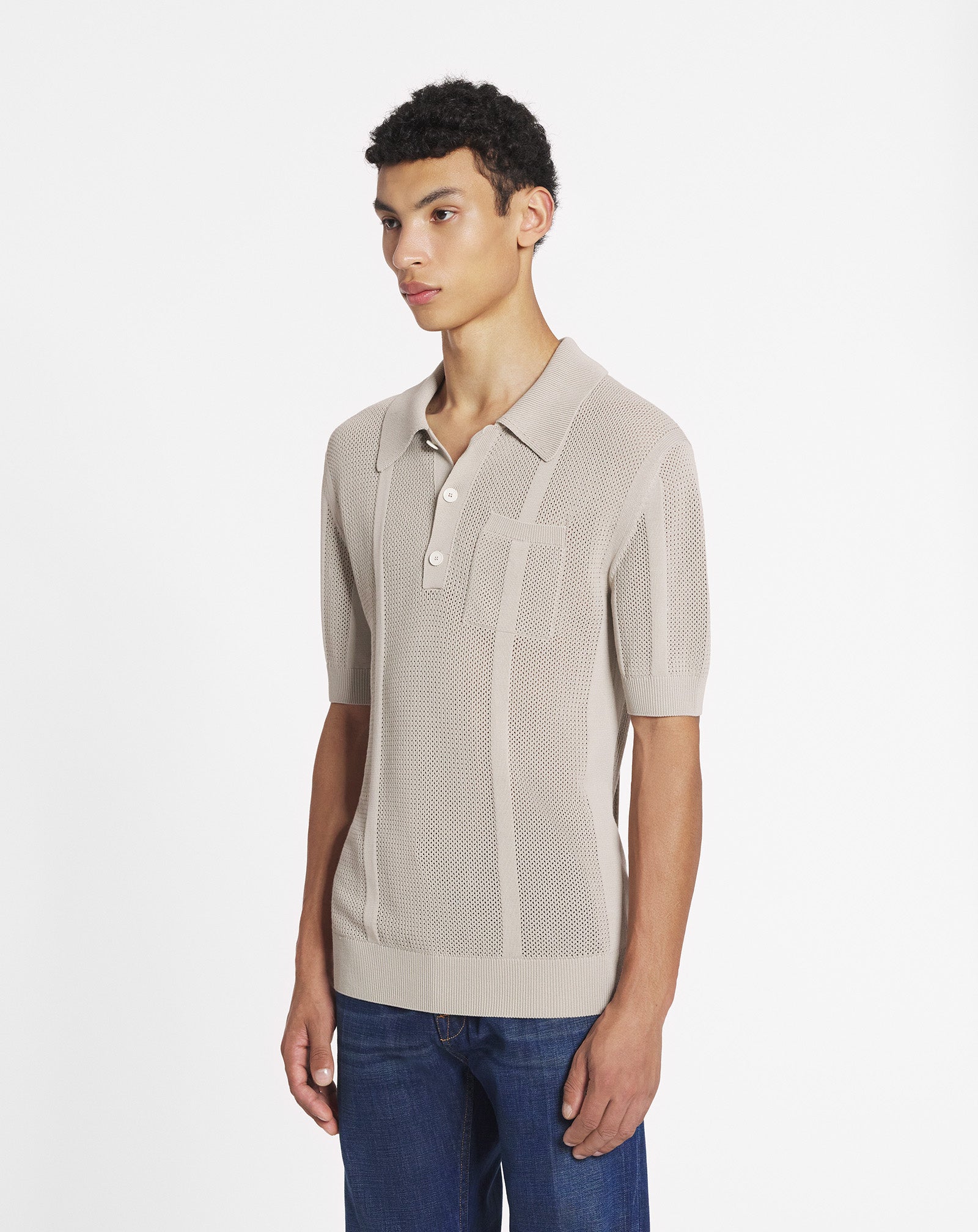 OPENWORK KNIT POLO SHIRT