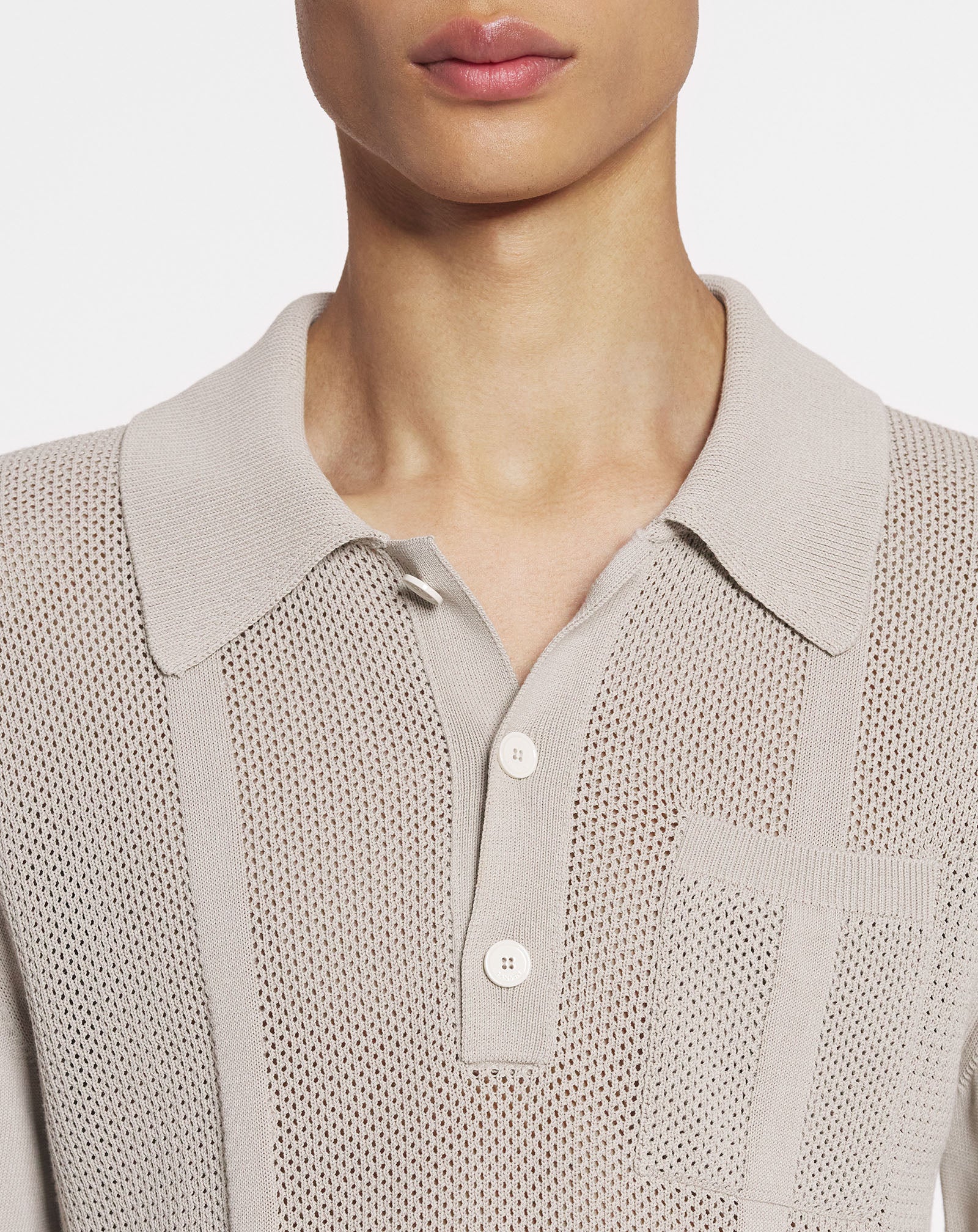 OPENWORK KNIT POLO SHIRT