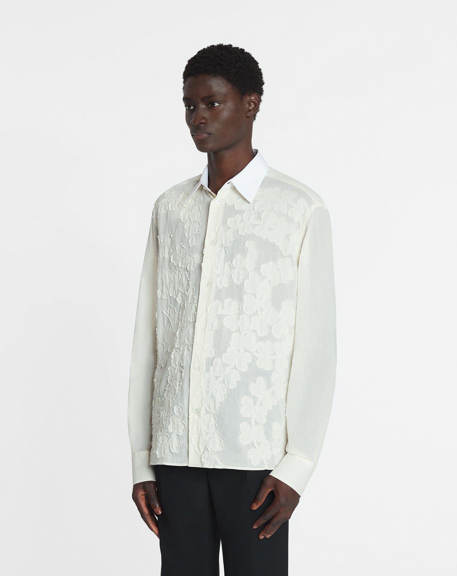 COTTON VOILE SHIRT WITH CUT-OUTS