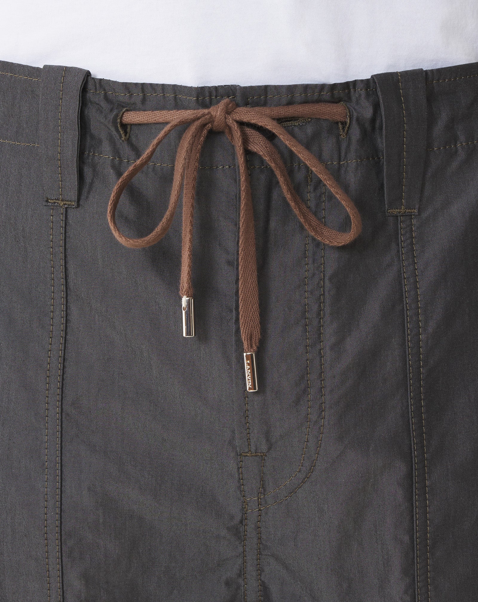 WIDE-LEG CHAMBRAY PANTS