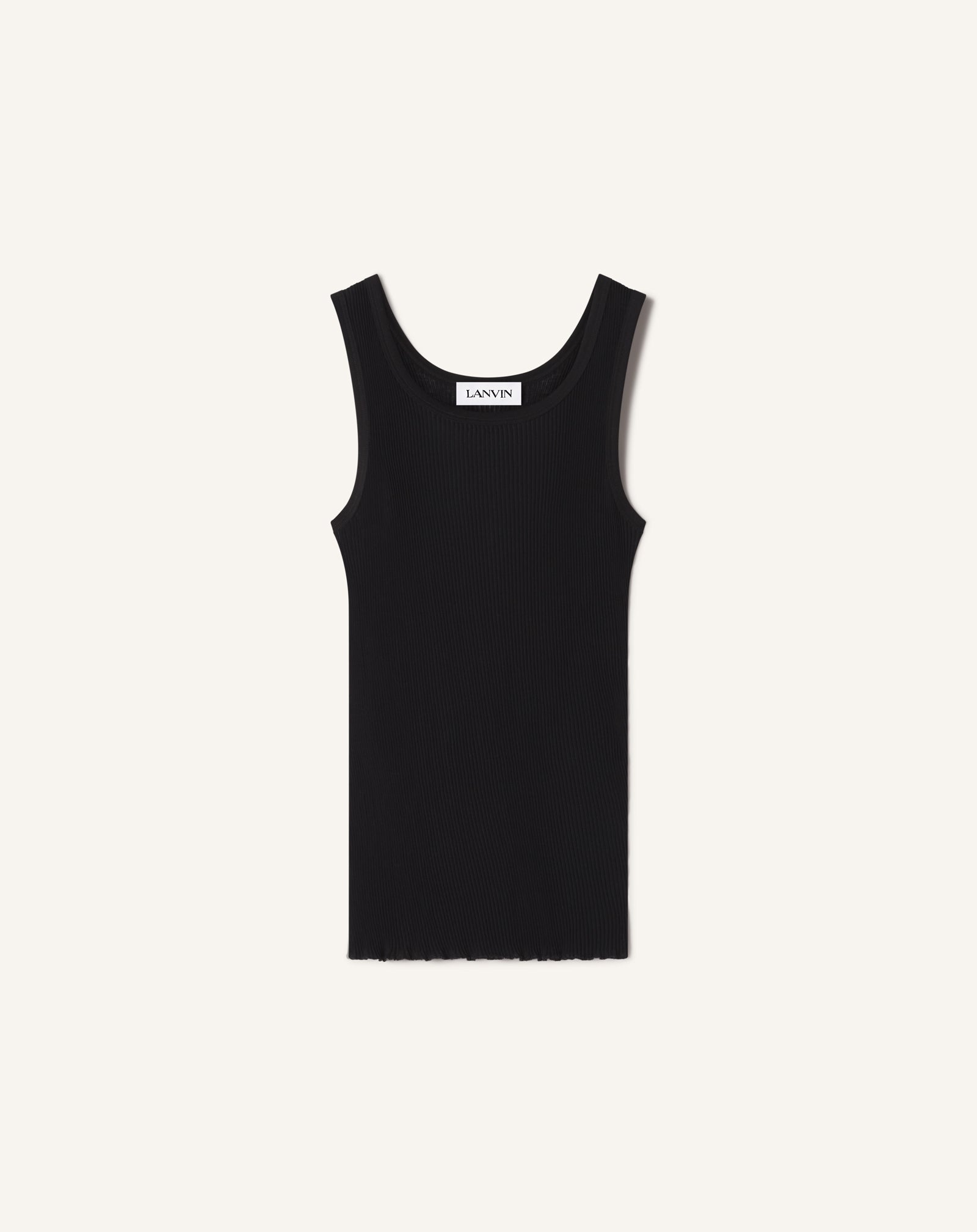 BLACK PLEATED JERSEY TANK TOP