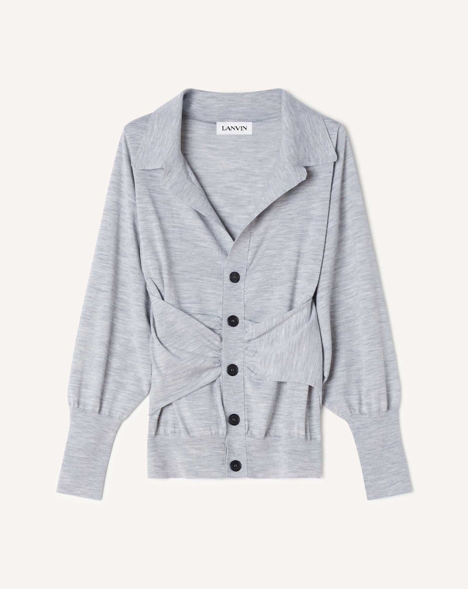 DRAPED WOOL CARDIGAN