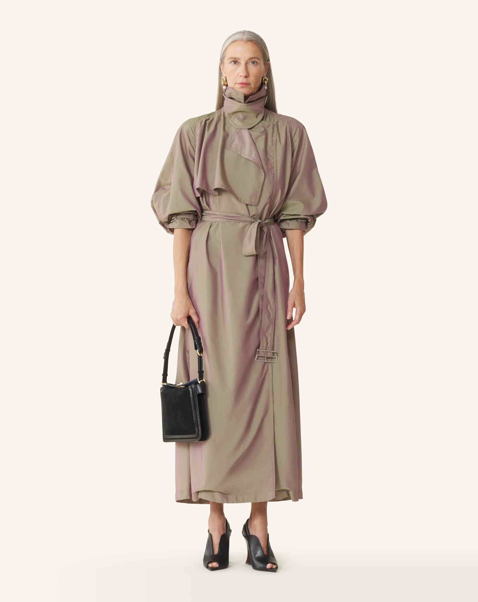 FLOWING TAFFETA TRENCH COAT