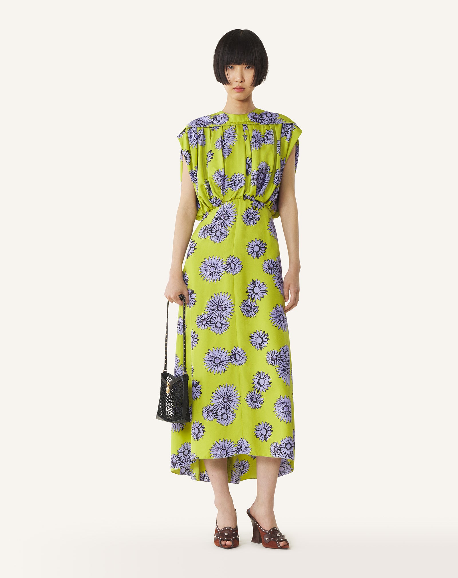 PRINTED SILK MIDI DRESS