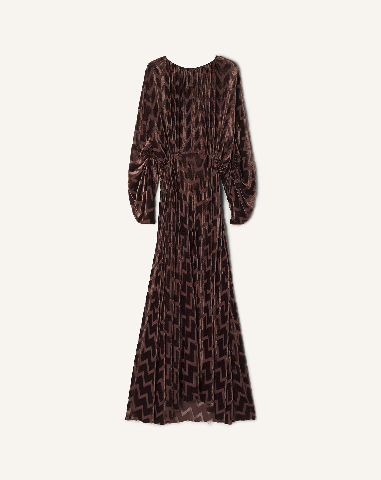 BROWN DEVORÉ VELVET DRESS