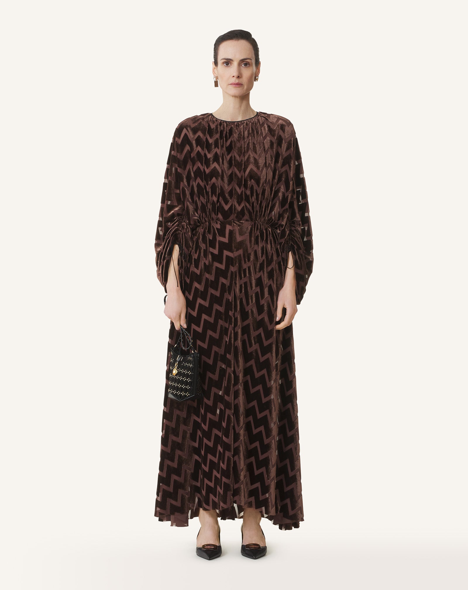 BROWN DEVORÉ VELVET DRESS