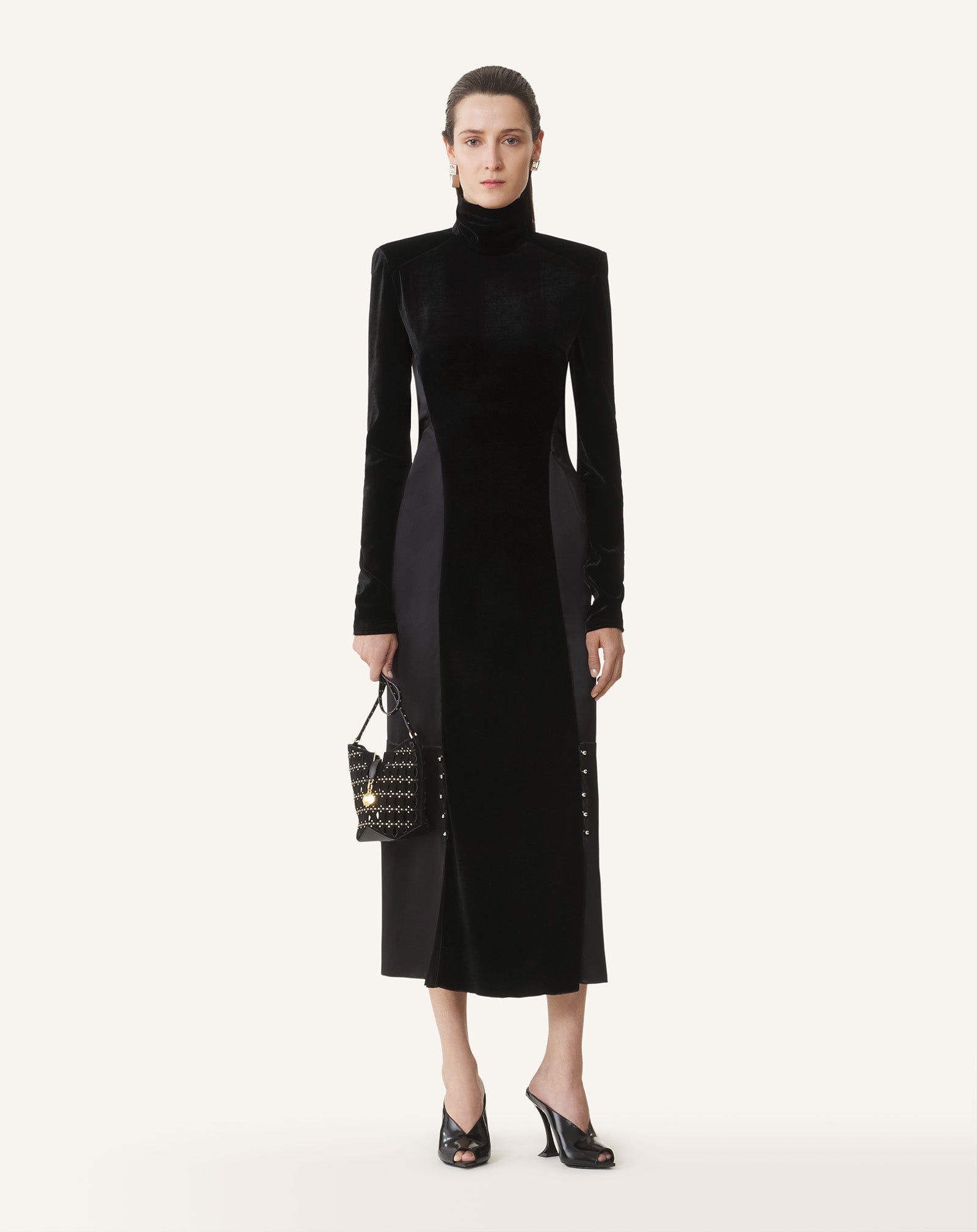 BLACK VELVET MIDI DRESS