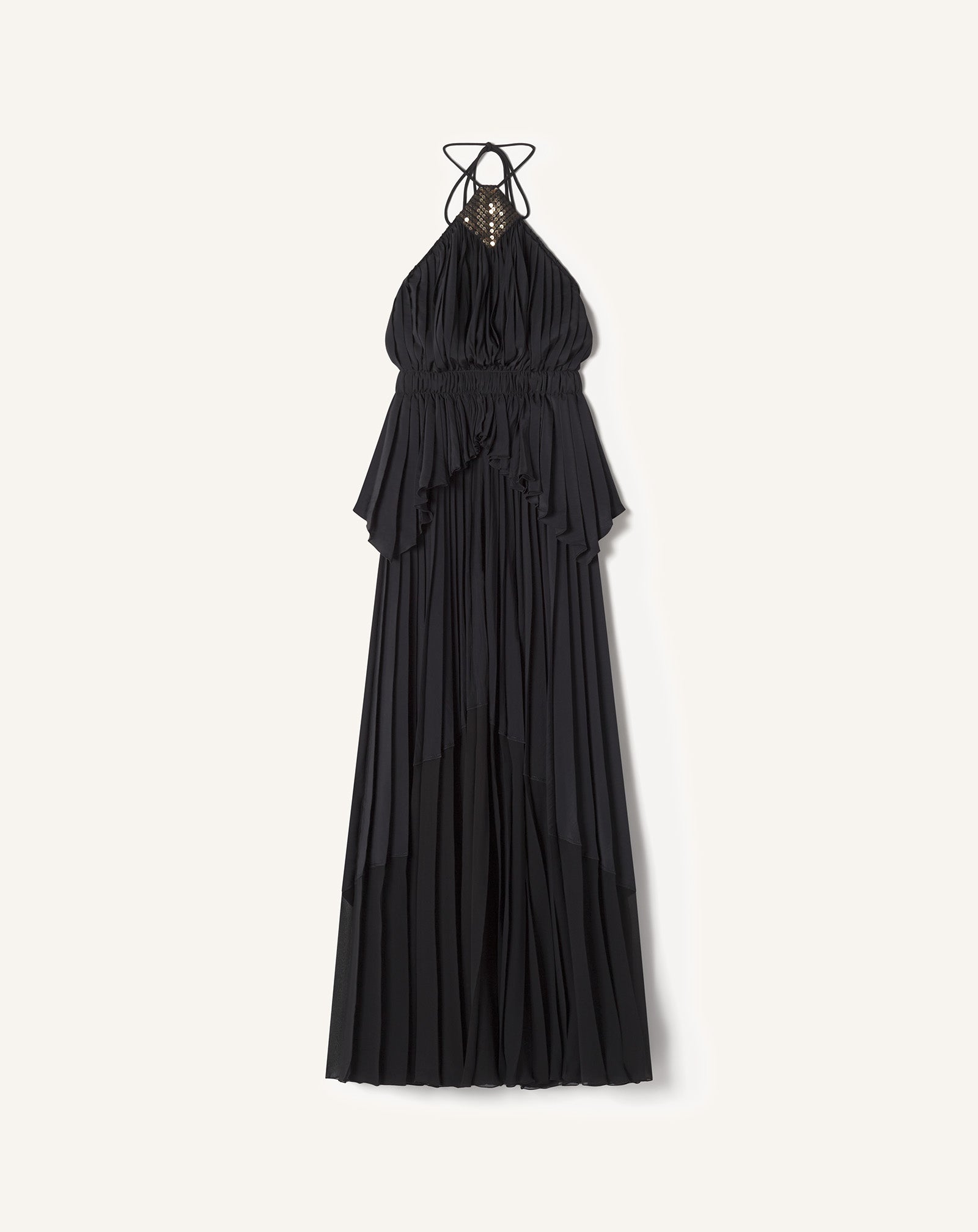 EMBROIDERED DRESS IN SILK AND CHARMEUSE