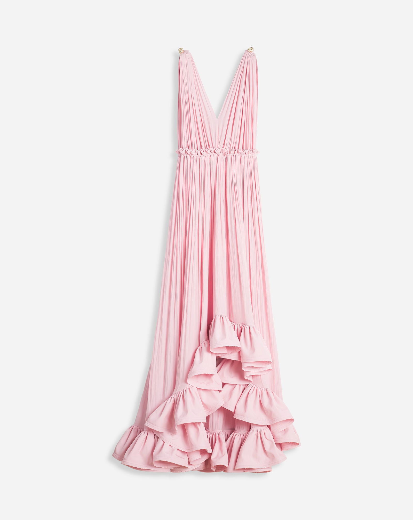 PINK LONG DRESS WITH RUFFLES