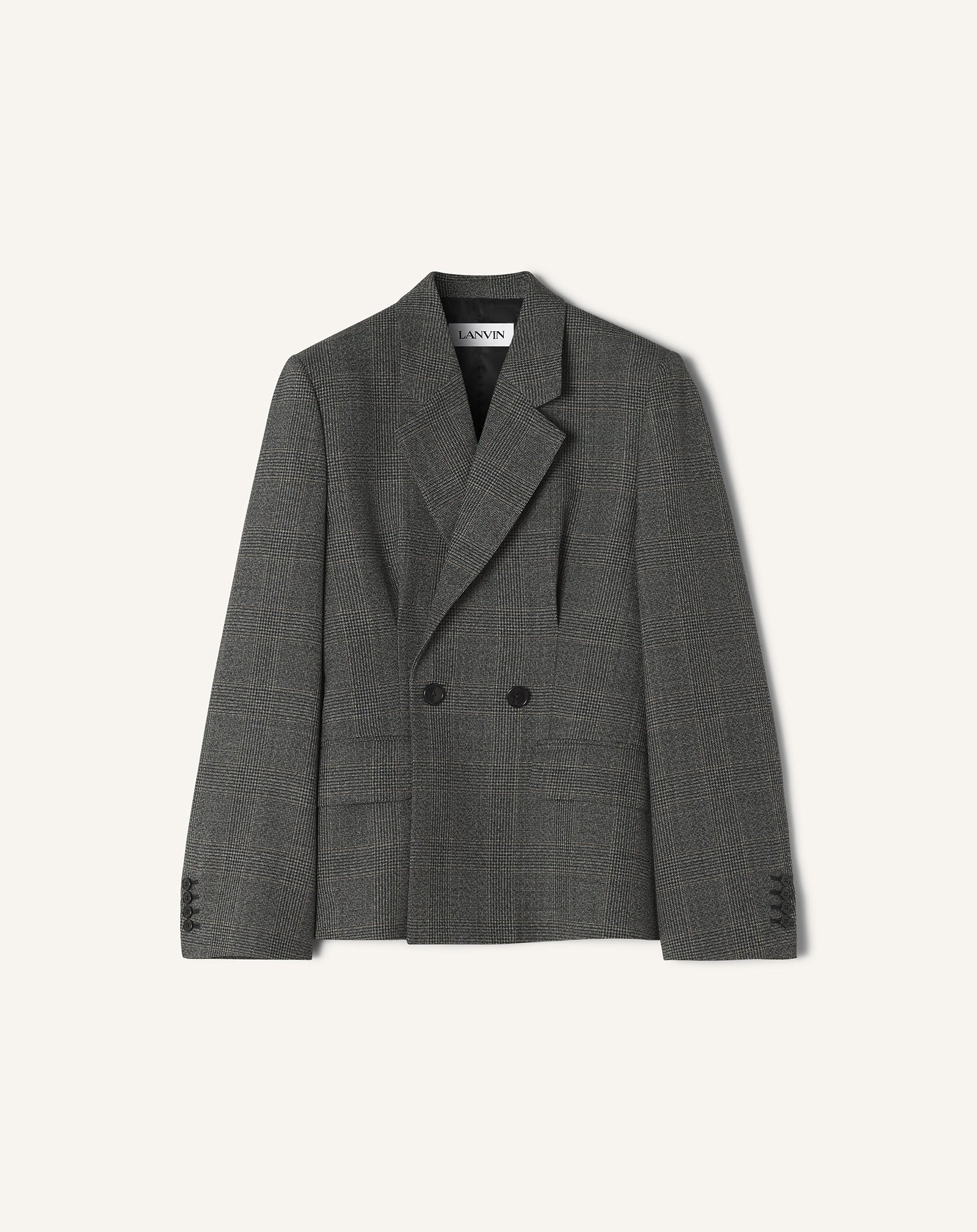 DOUBLE-BREASTED TAILORED JACKET IN PRINCE OF WALES WOOL