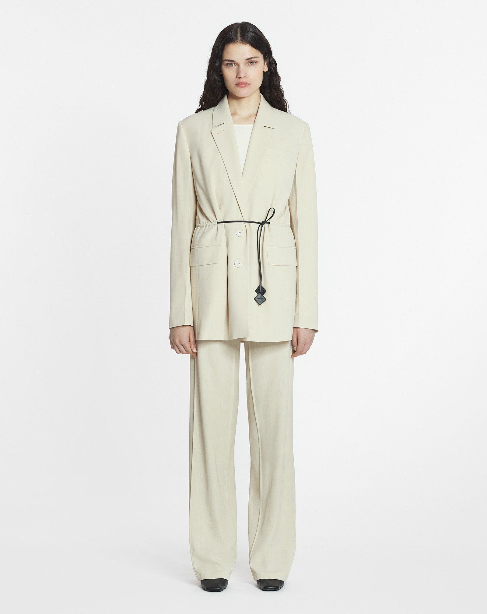 BELTED WOOL BLEND JACKET