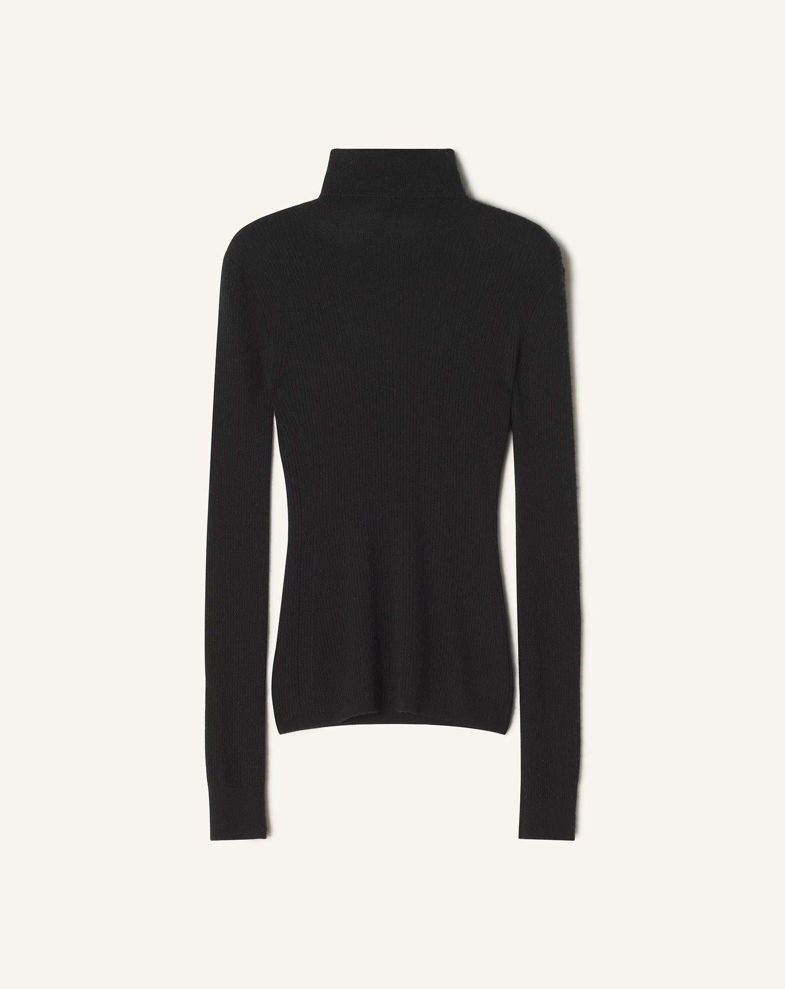 BLACK MERINO WOOL AND SILK TURTLENECK SWEATER