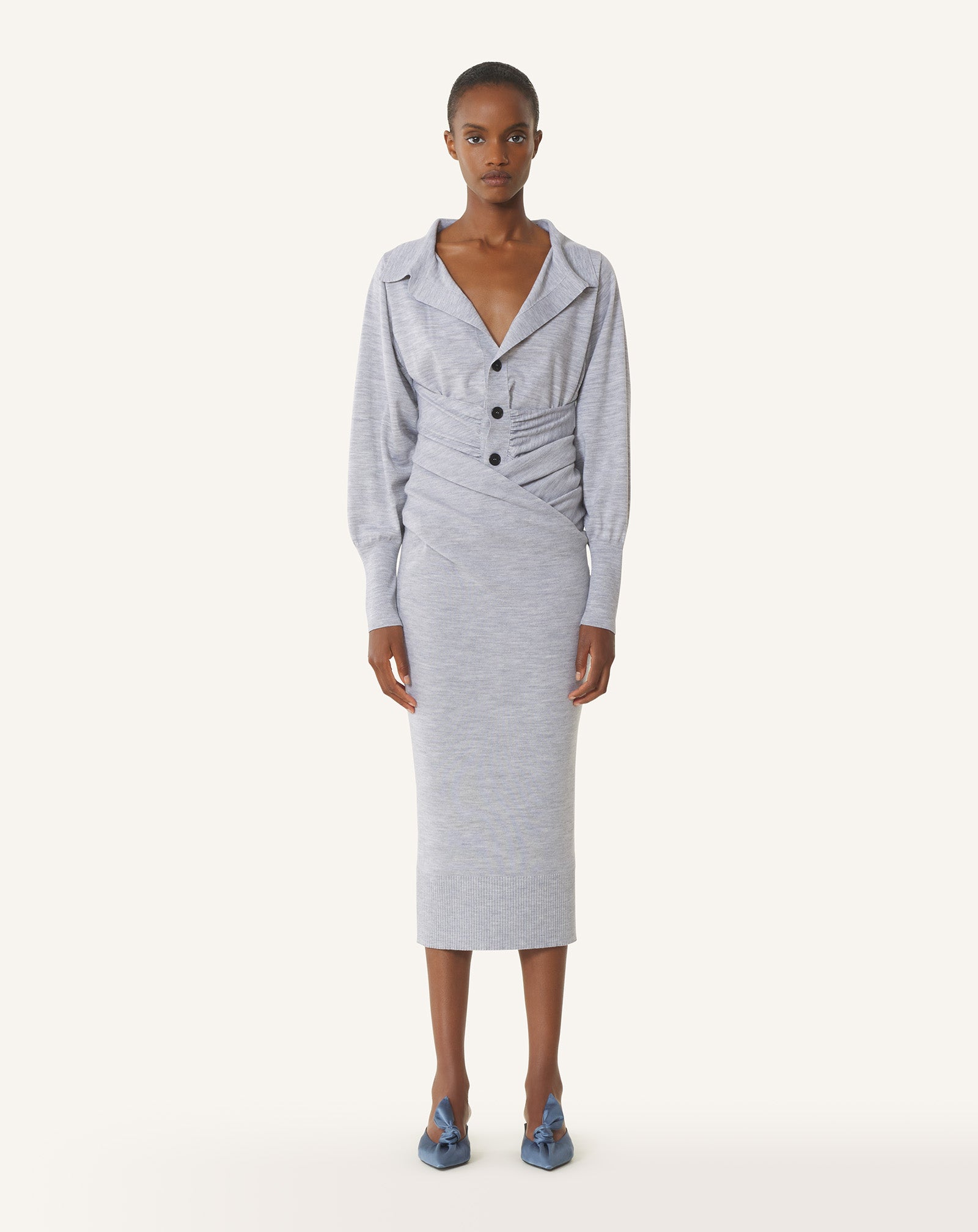 DRAPED MIDI SKIRT IN WOOL