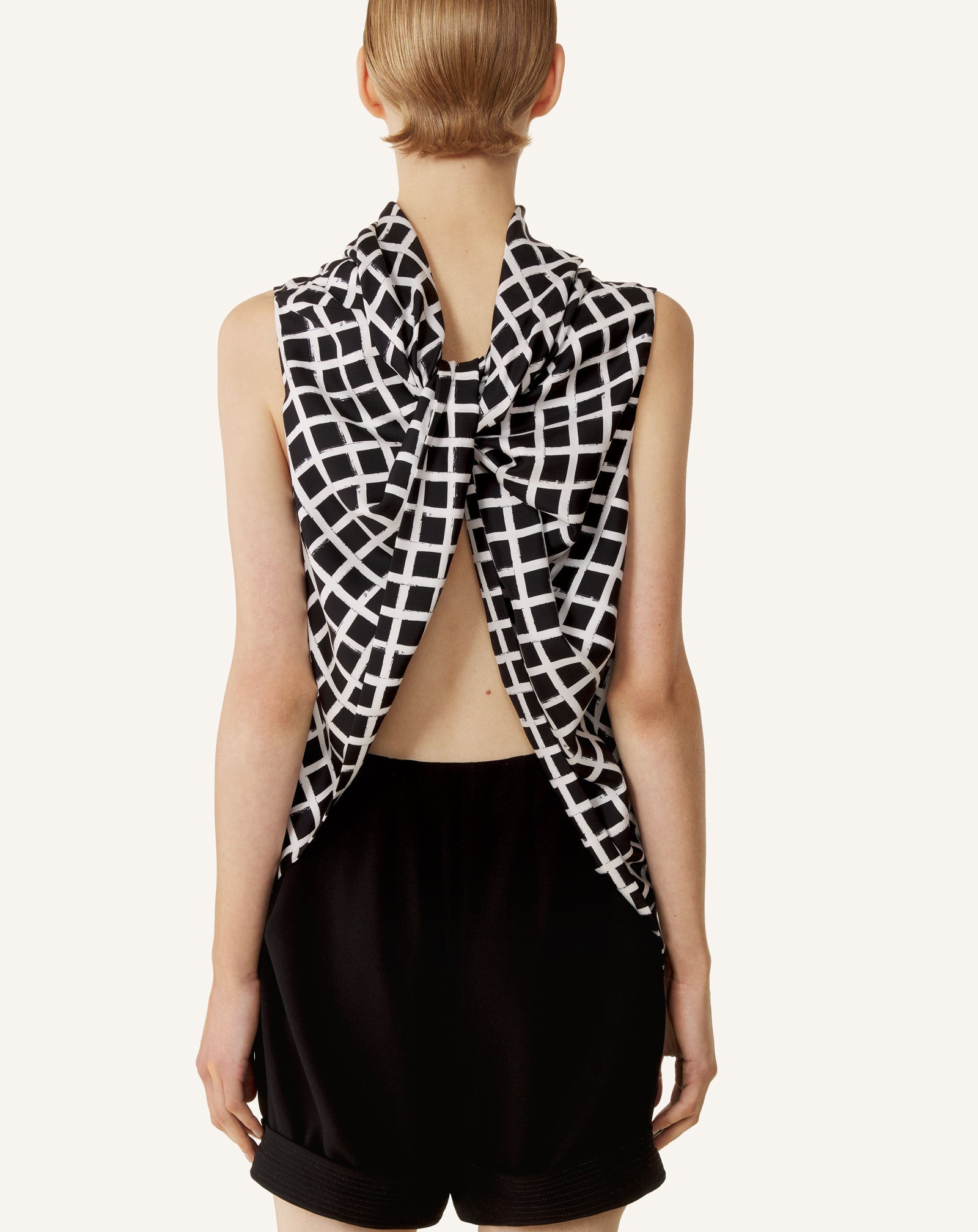 PRINTED SILK SLEEVELESS TOP