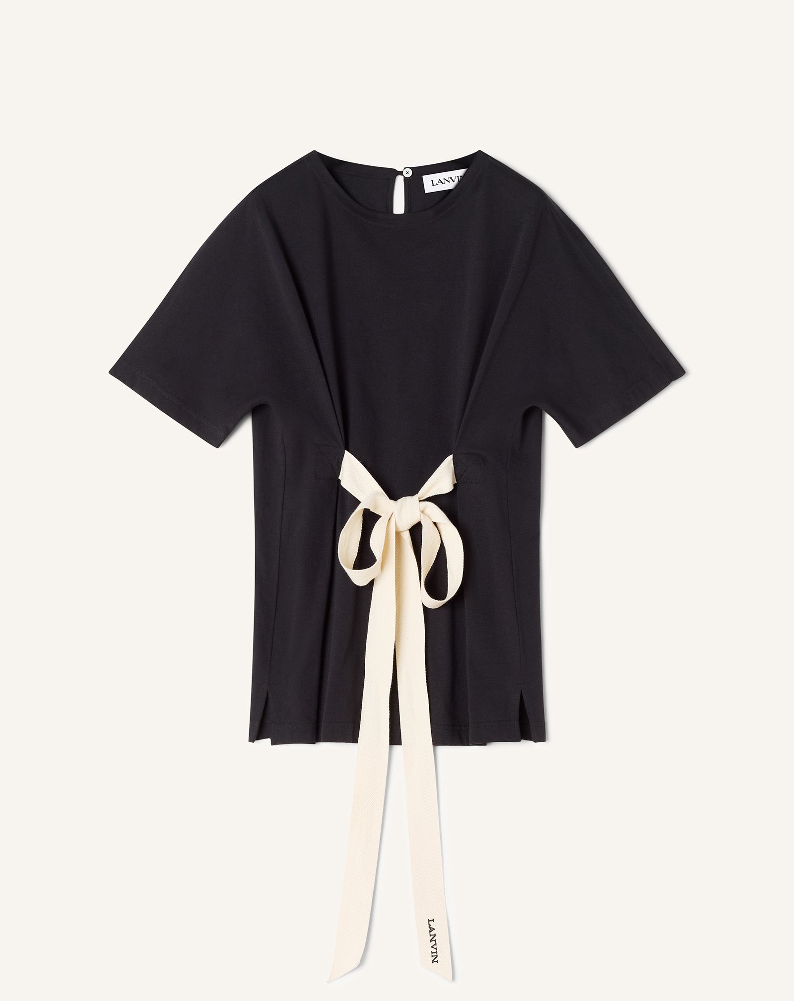 BELTED T-SHIRT IN COTTON AND SILK