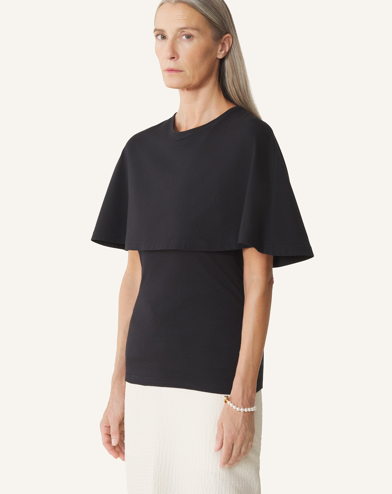 CAPE T-SHIRT IN COTTON AND SILK
