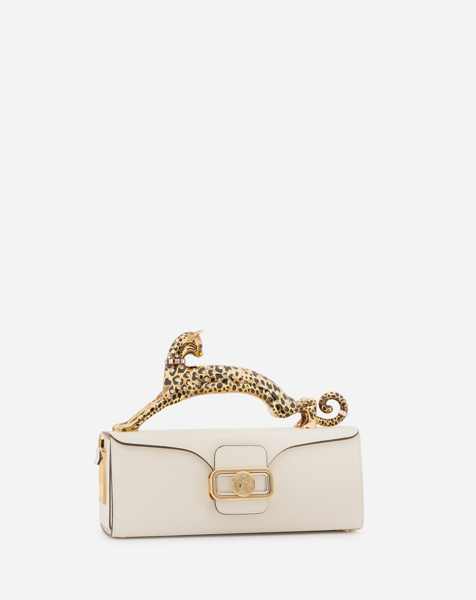 PENCIL CAT BAG IN SHINY LEATHER AND RHINESTONES