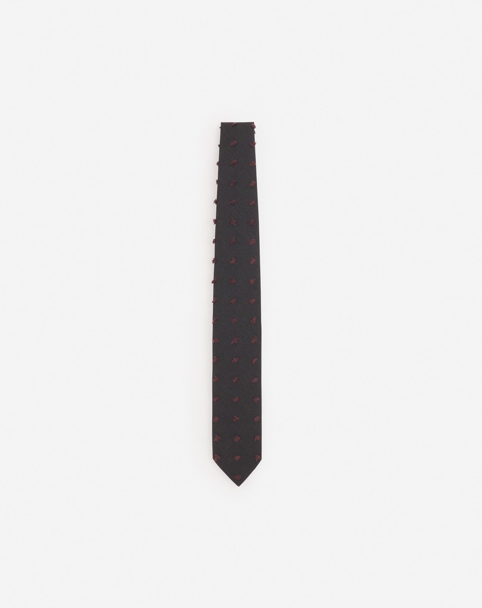 GREY LANVIN WOVEN WOOL TIE WITH MAXI POLKA DOTS