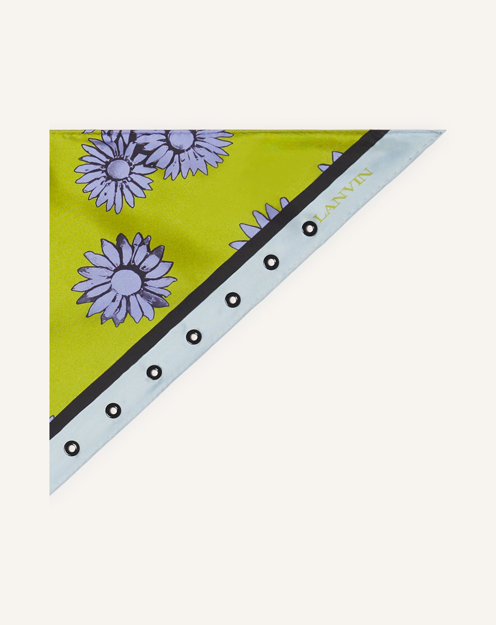 GREEN TRIANGLE SILK SCARF WITH MARGUERITE MOTIFS