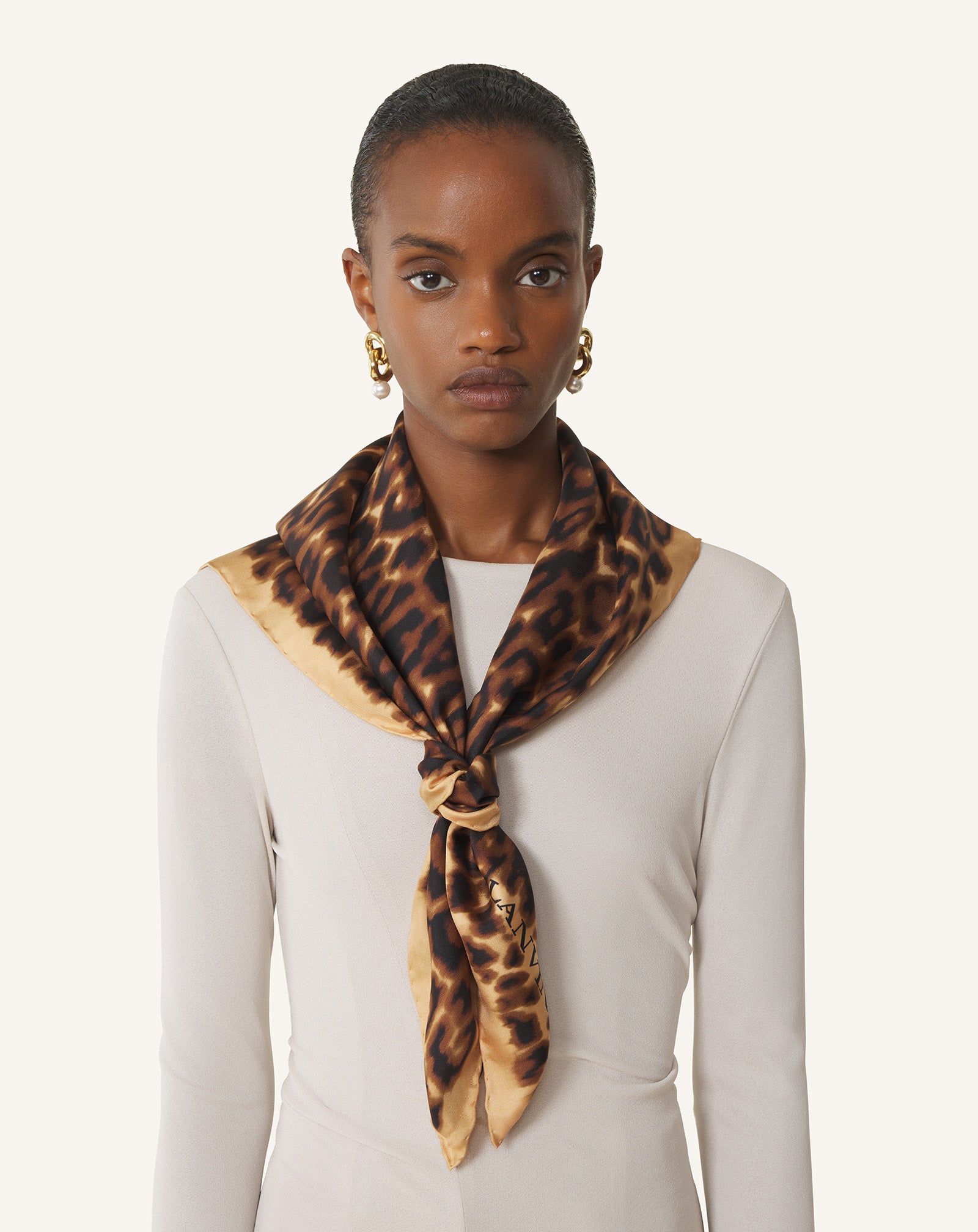 MULTICOLOR LEOPARD PRINT SILK SCARF