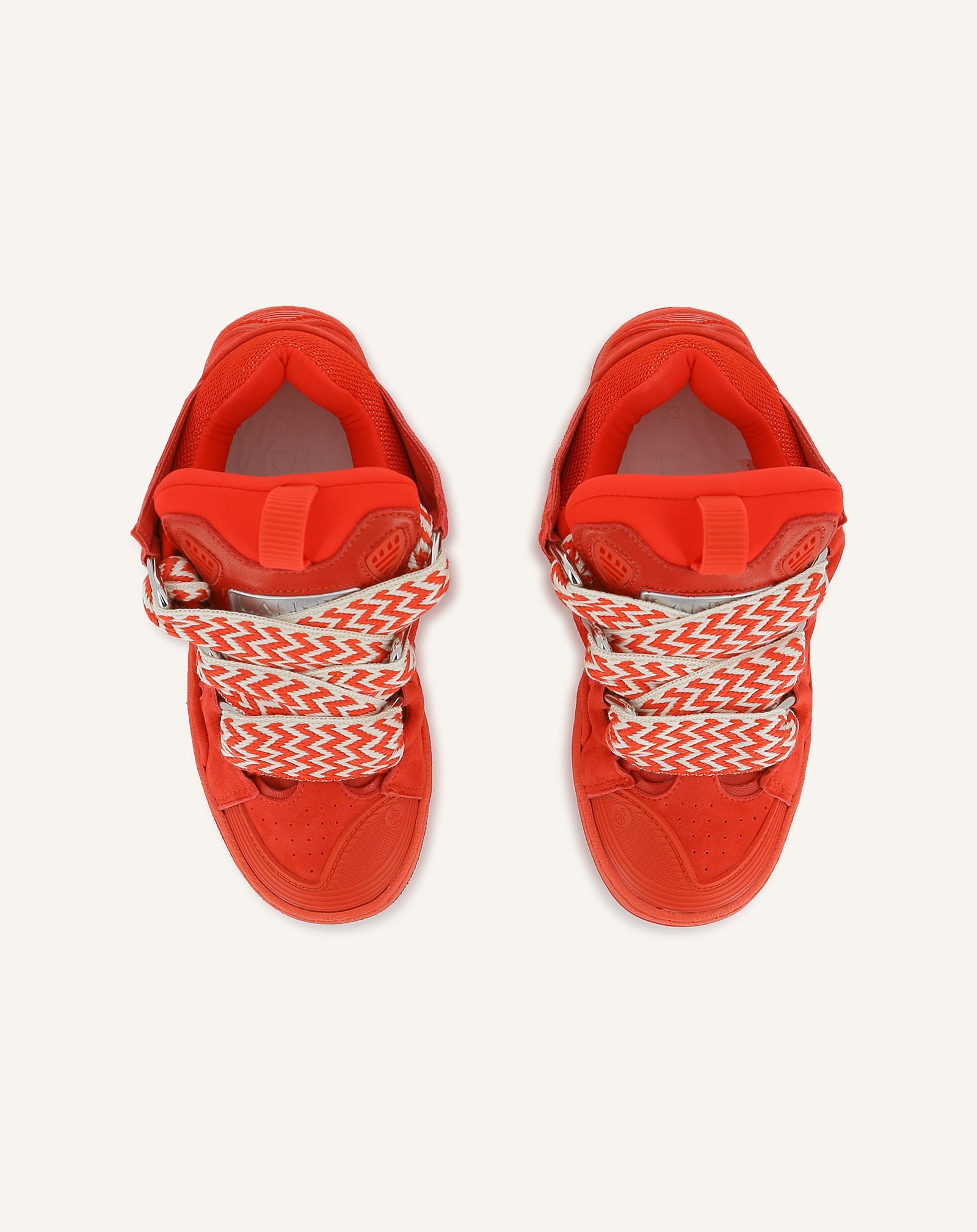 RED CURB LACE-UP SNEAKERS