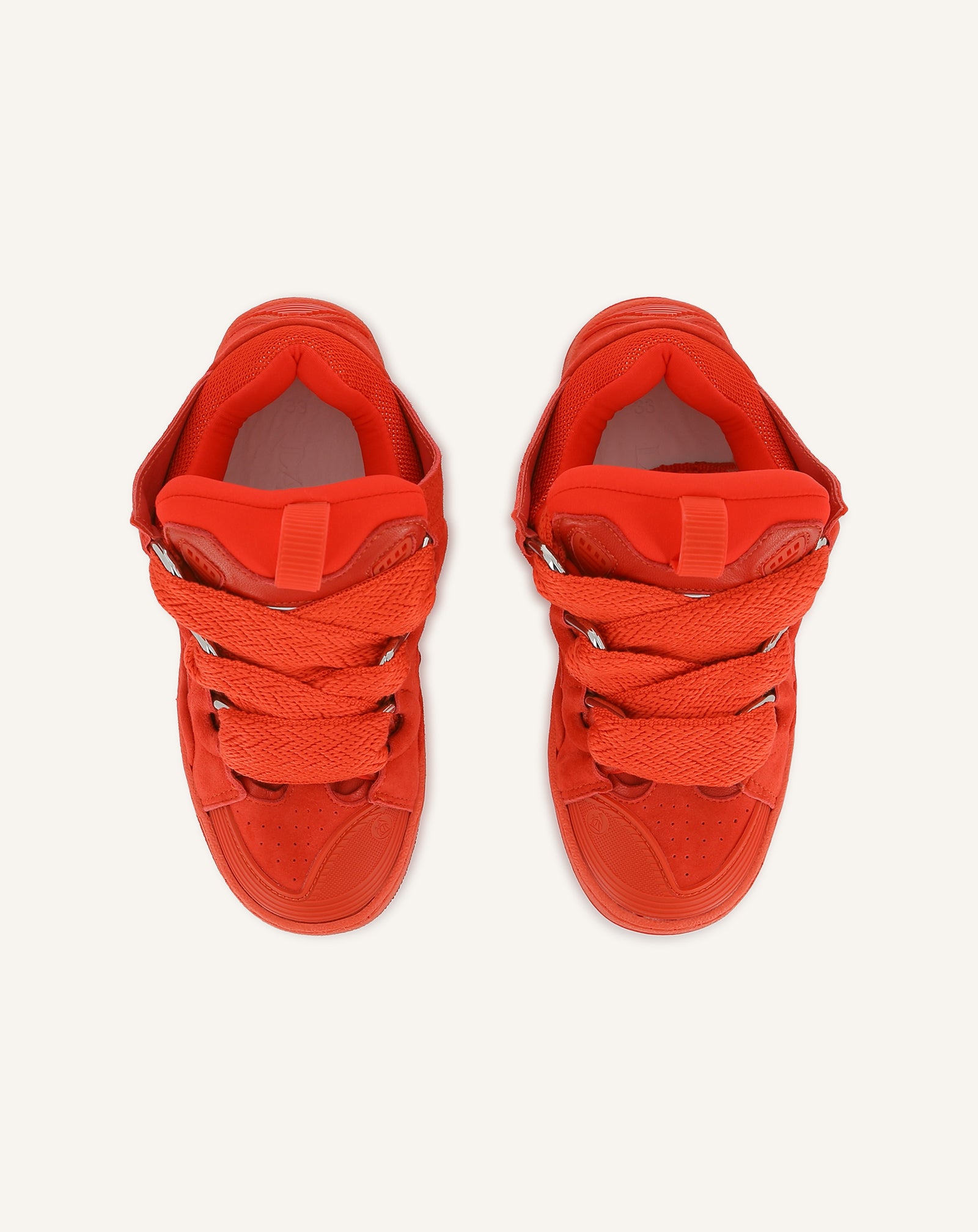 RED CURB LACE-UP SNEAKERS