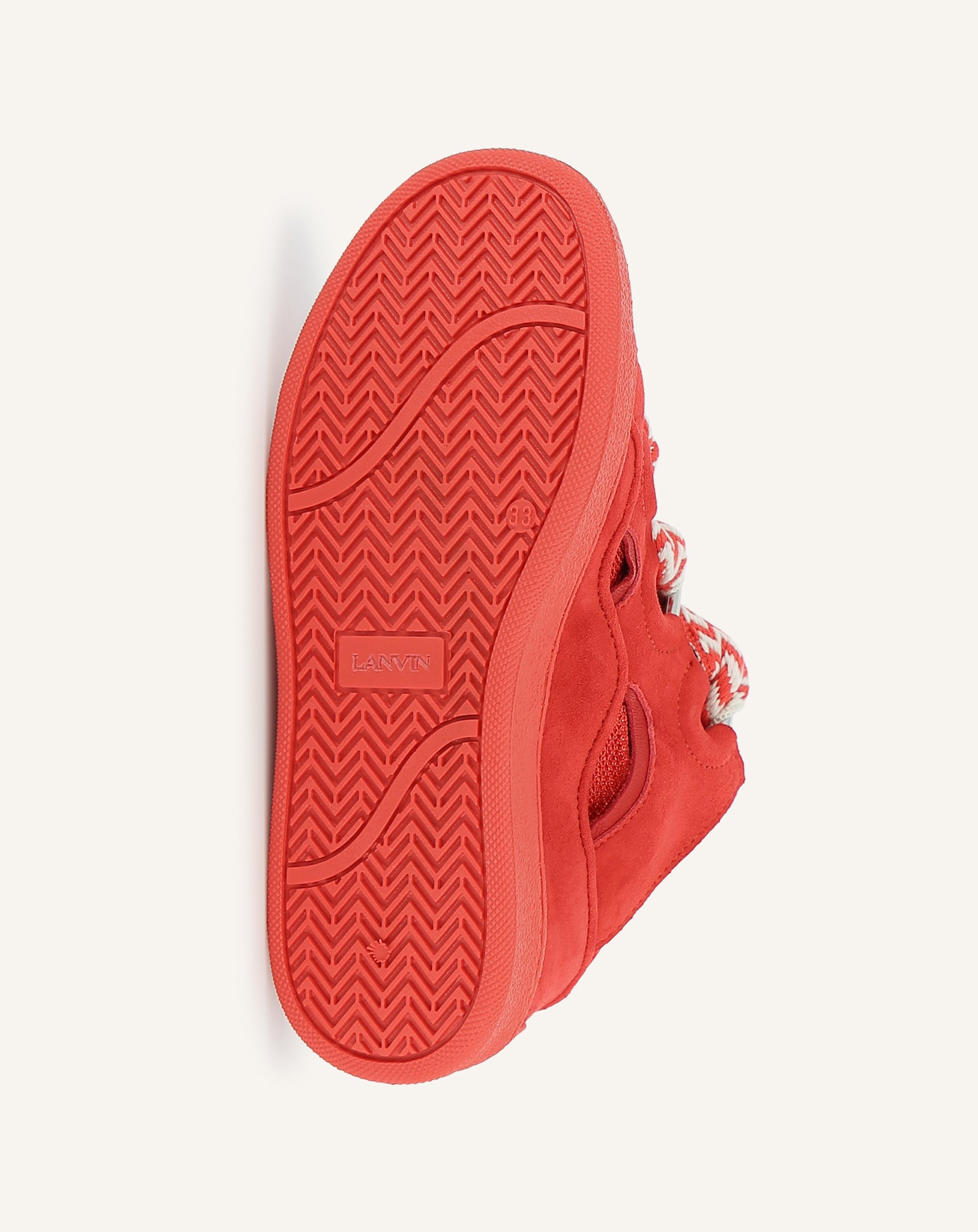 RED CURB LACE-UP SNEAKERS