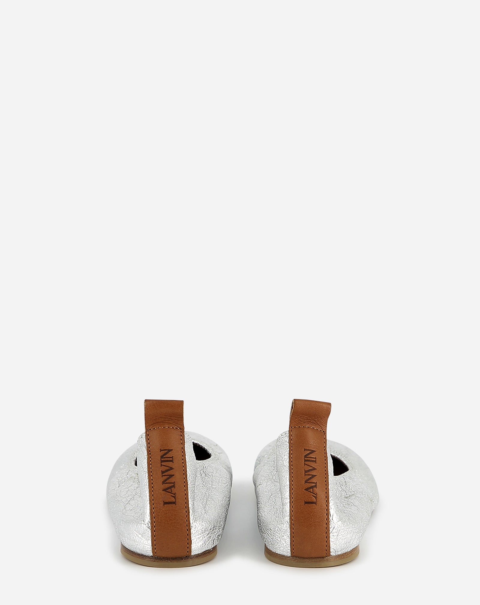SILVER KIDS LEATHER BALLET PUMPS