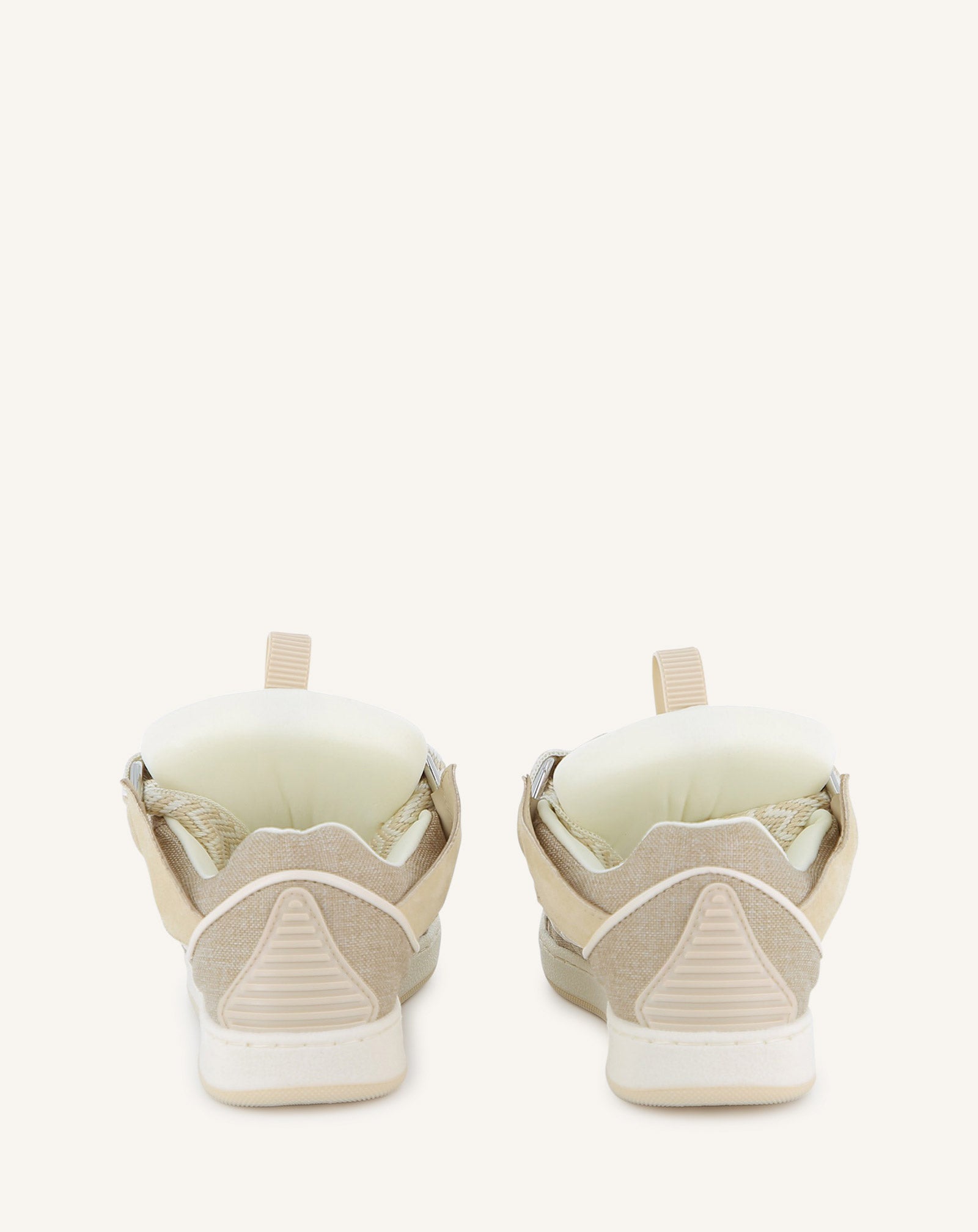 BEIGE CURB LACE-UP SNEAKERS