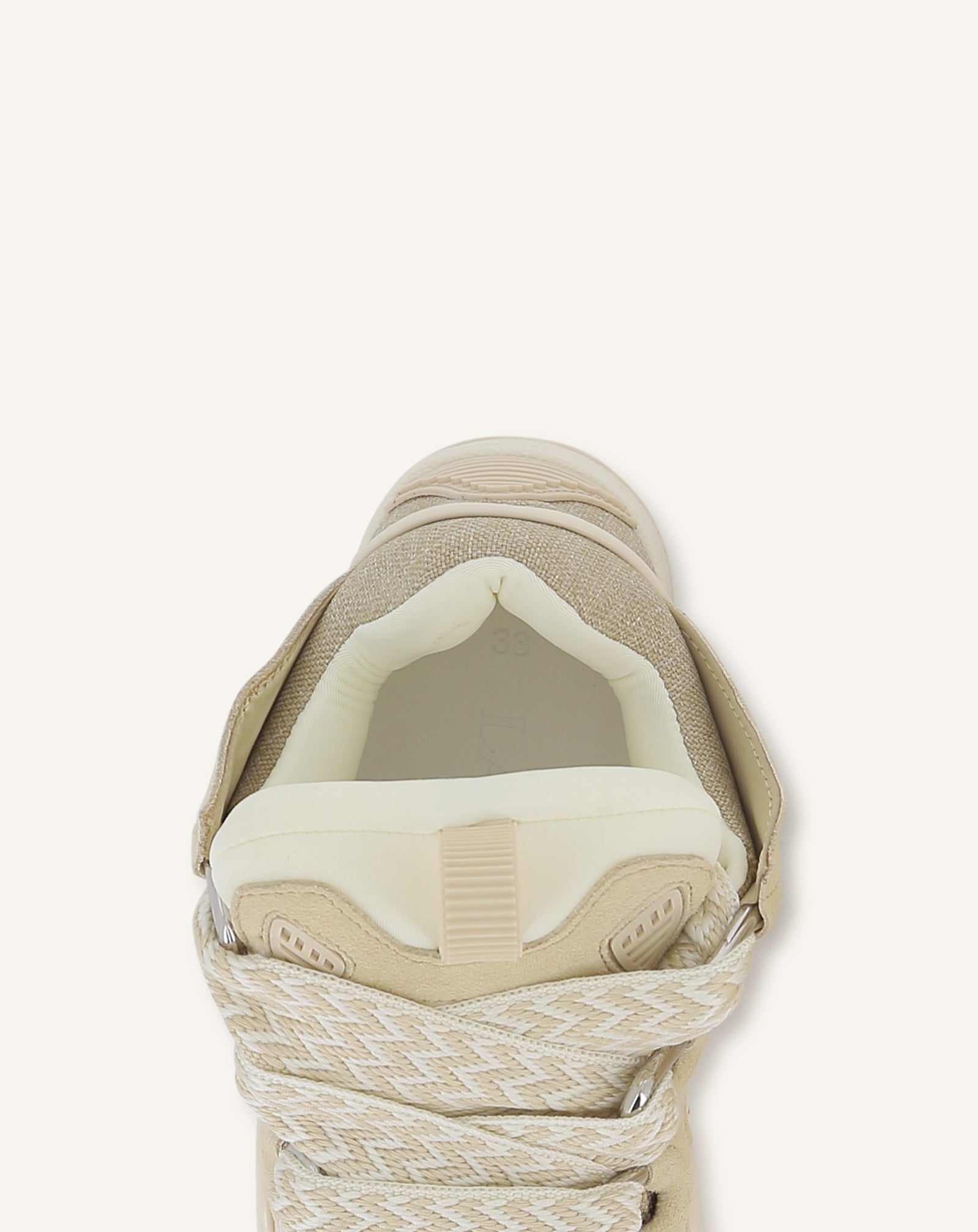 BEIGE CURB LACE-UP SNEAKERS