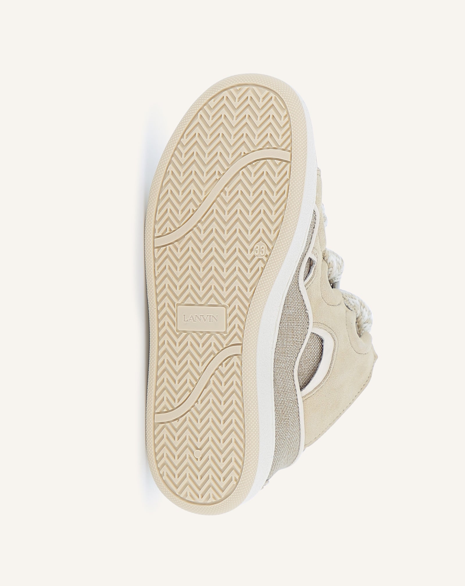 BEIGE CURB LACE-UP SNEAKERS
