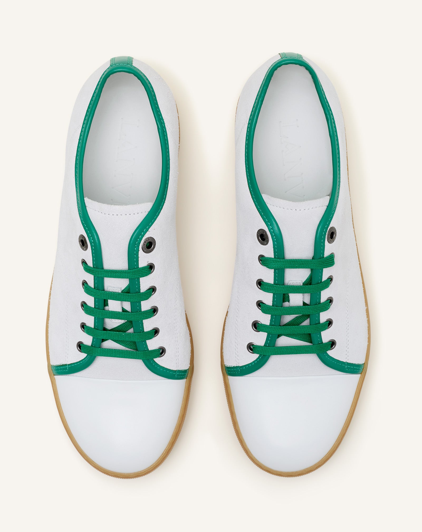 WHITE DBB1 SNEAKERS IN LEATHER AND SUEDE