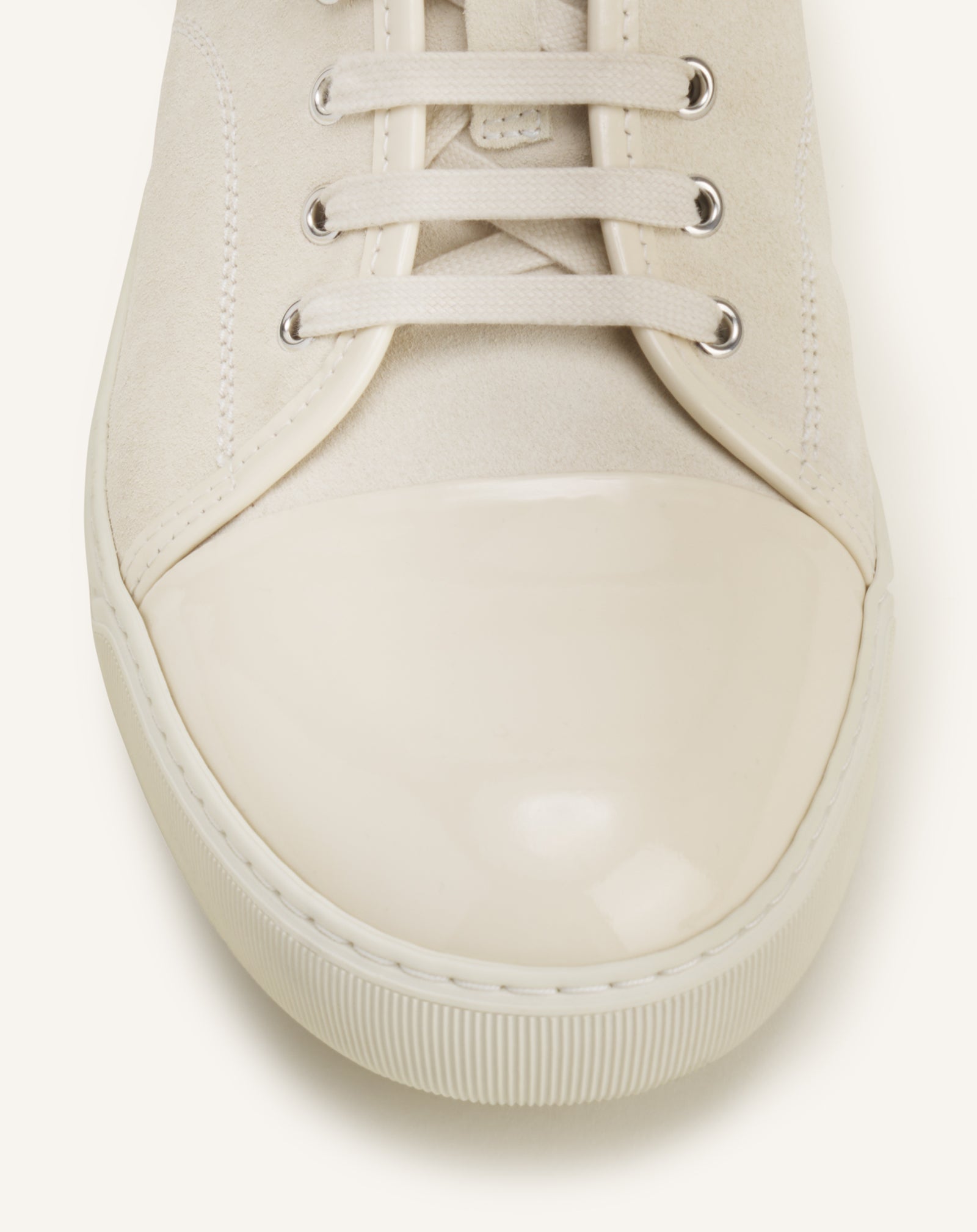 WHITE DBB1 SNEAKERS IN PATENT LEATHER AND SUEDE