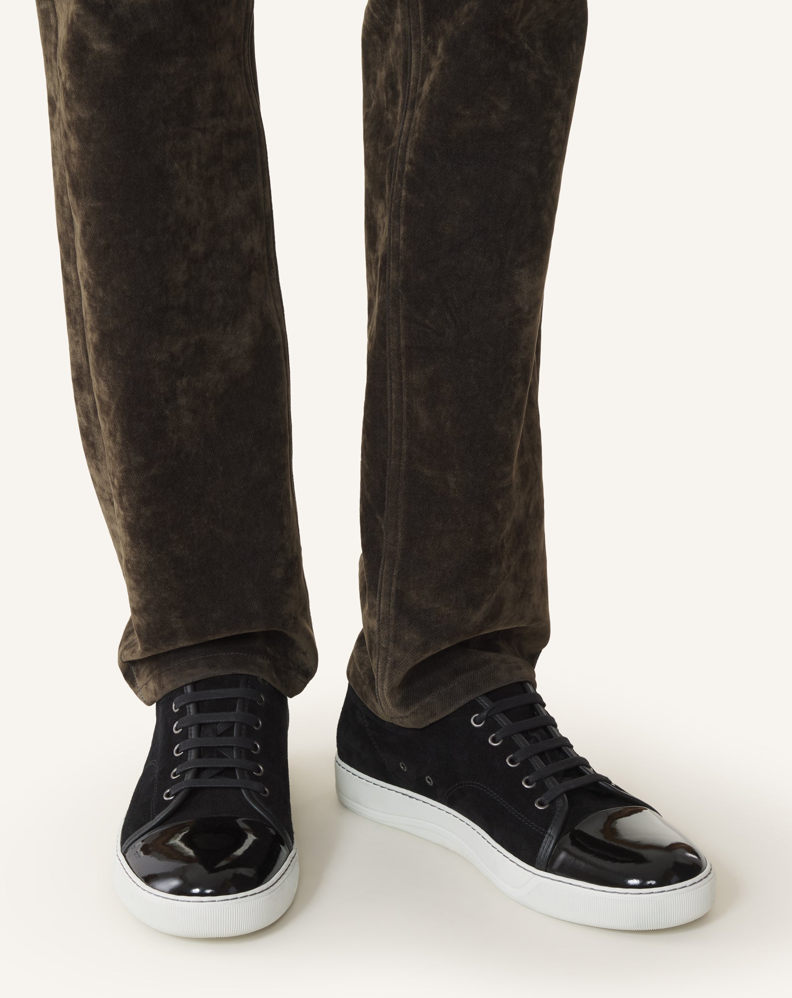 BLACK DBB1 PATENT LEATHER AND SUEDE SNEAKERS