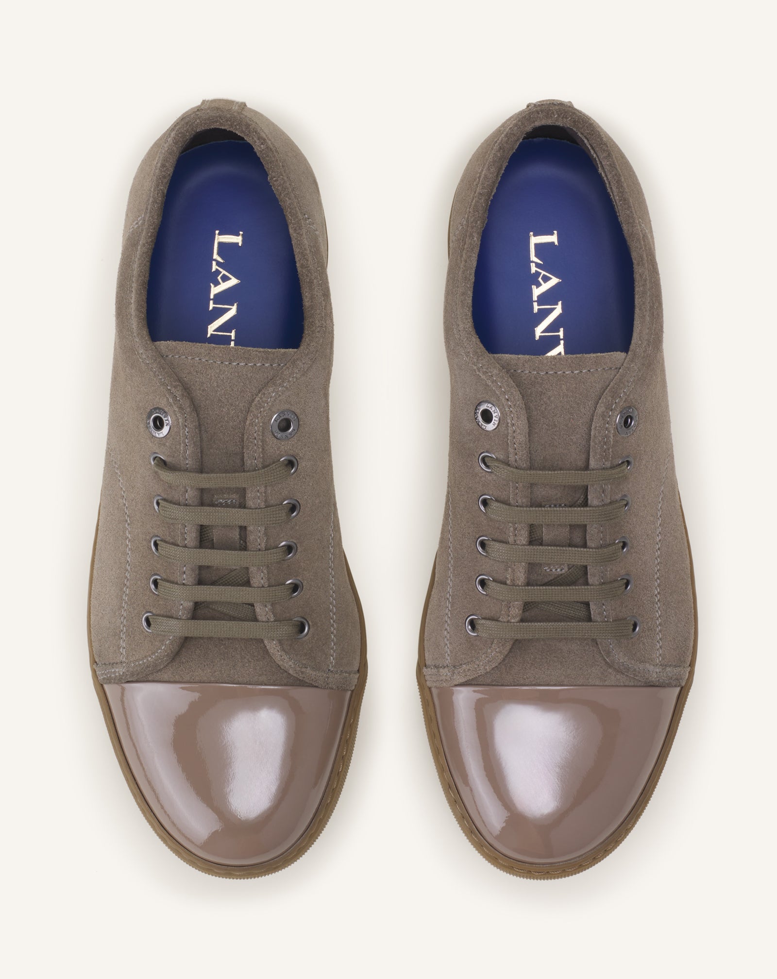 GREEN DBB1 PATENT LEATHER AND SUEDE SNEAKERS